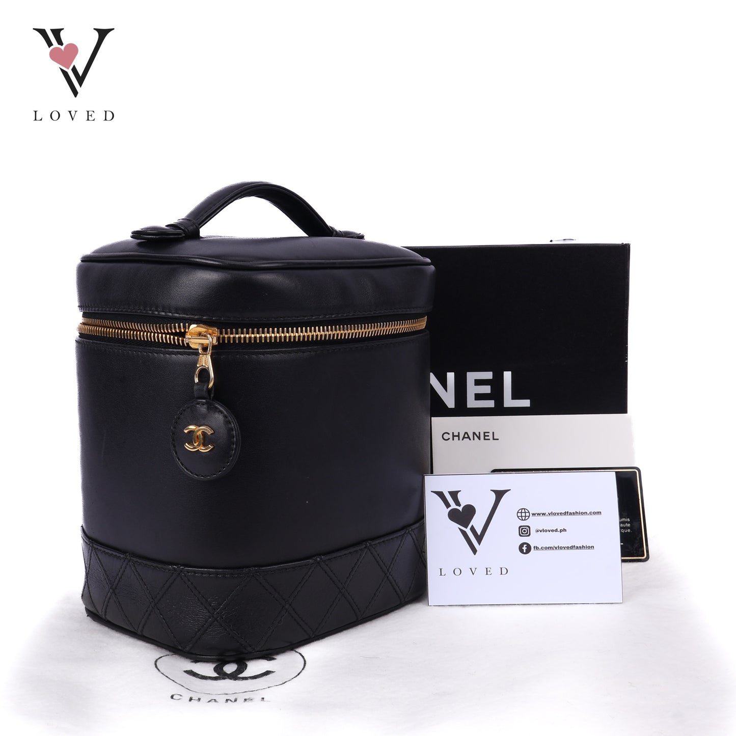 Black Leather Vanity Bag