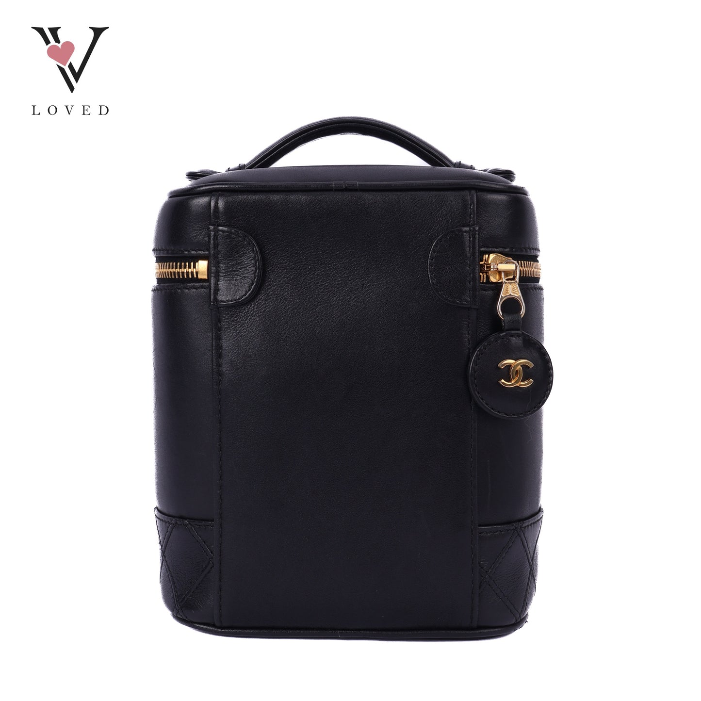 Black Leather Vanity Bag