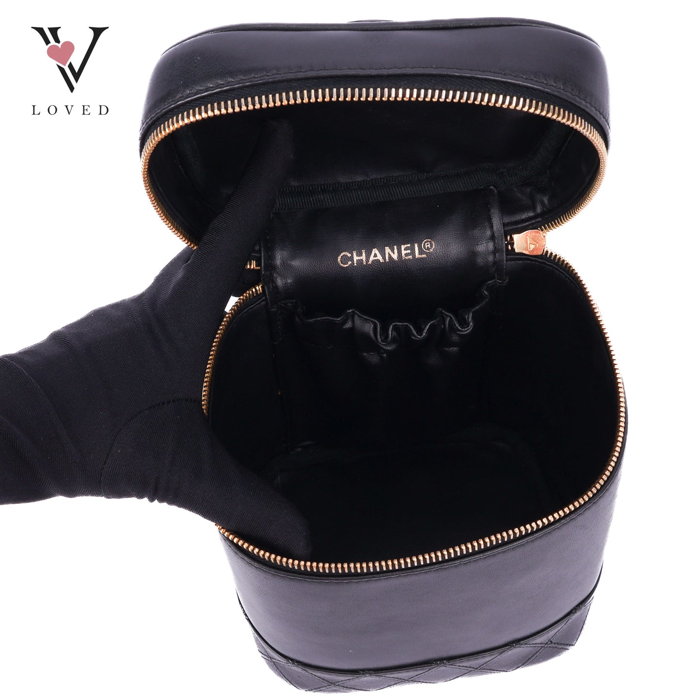 Black Leather Vanity Bag