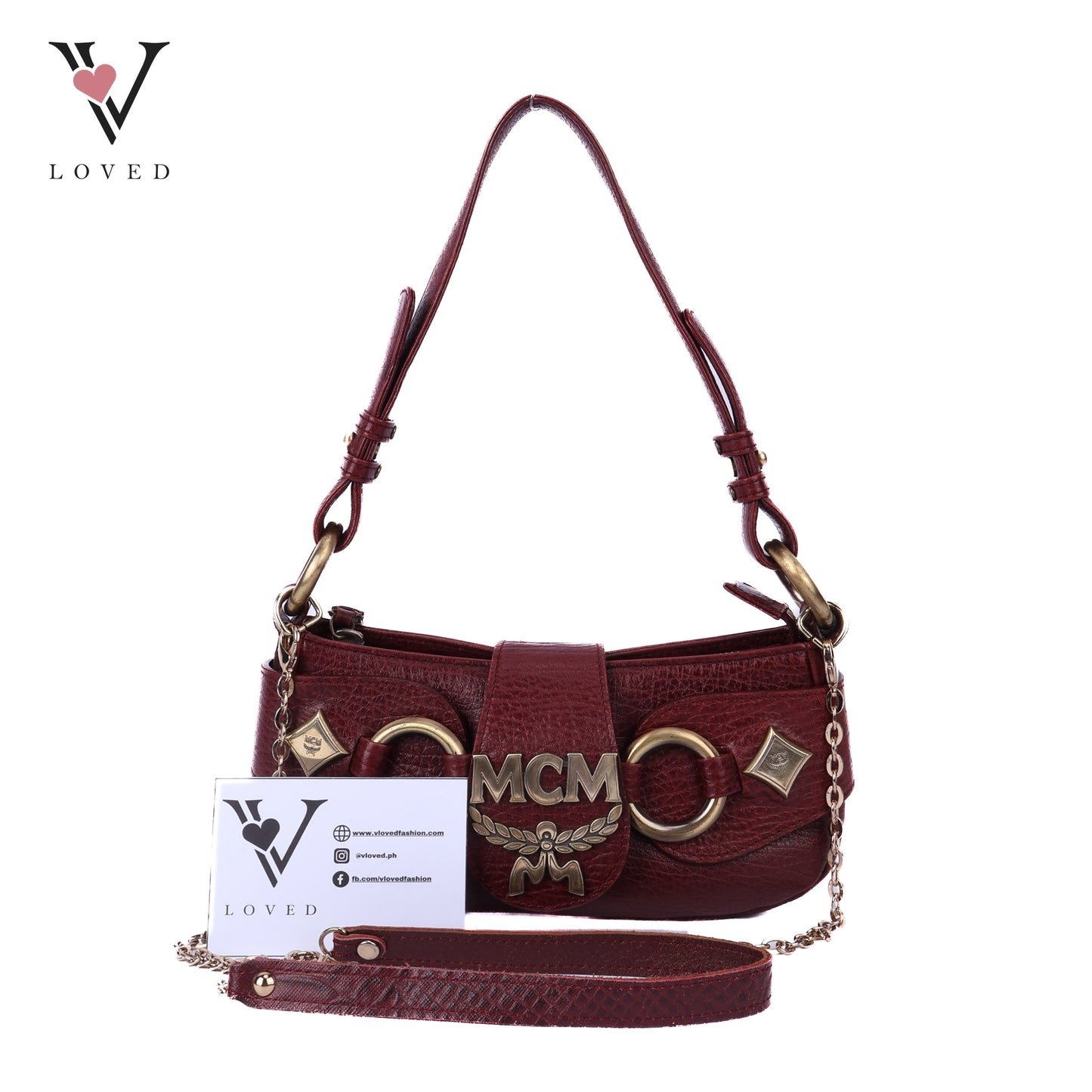 Burgundy Gold Buckle Shoulder Bag