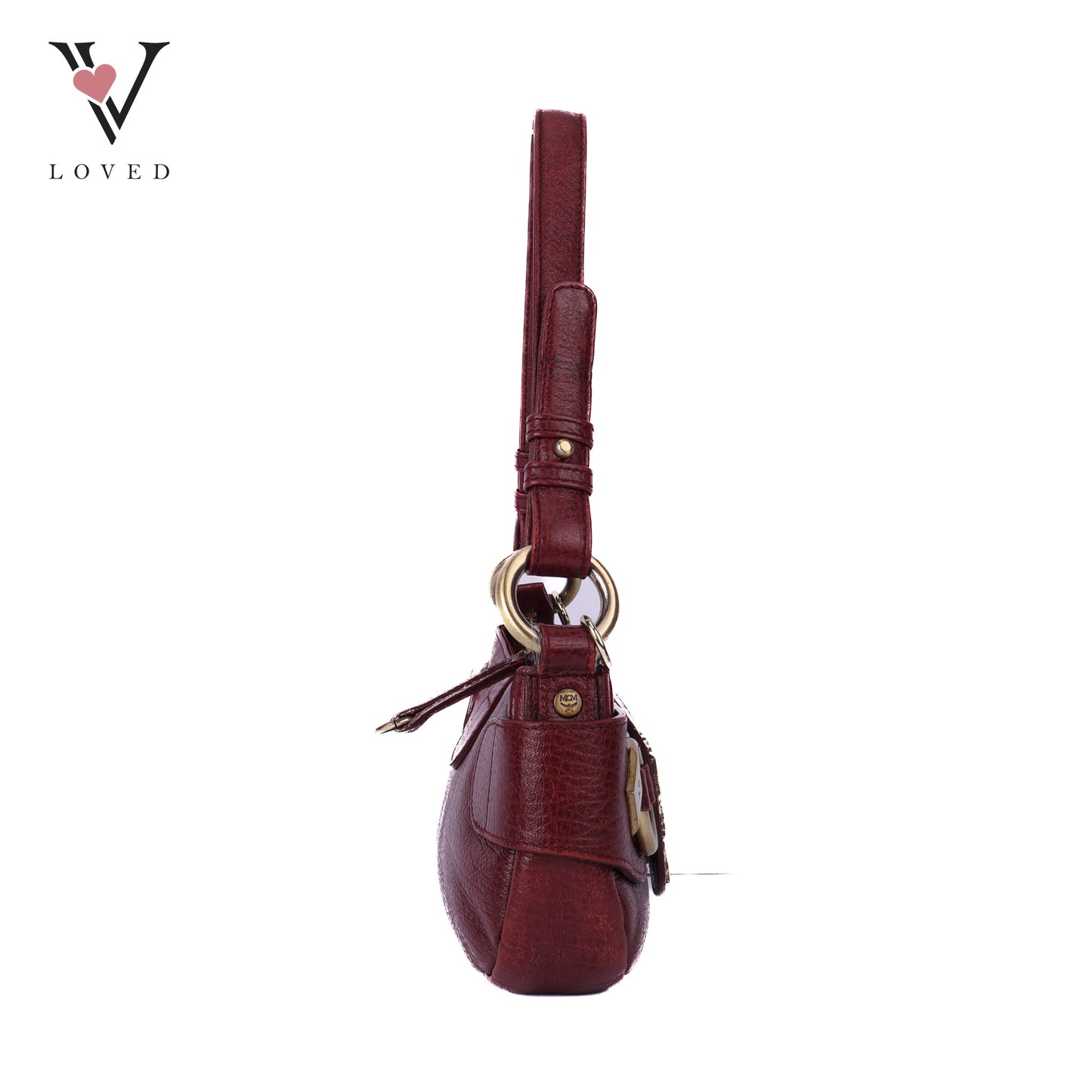 Burgundy Gold Buckle Shoulder Bag