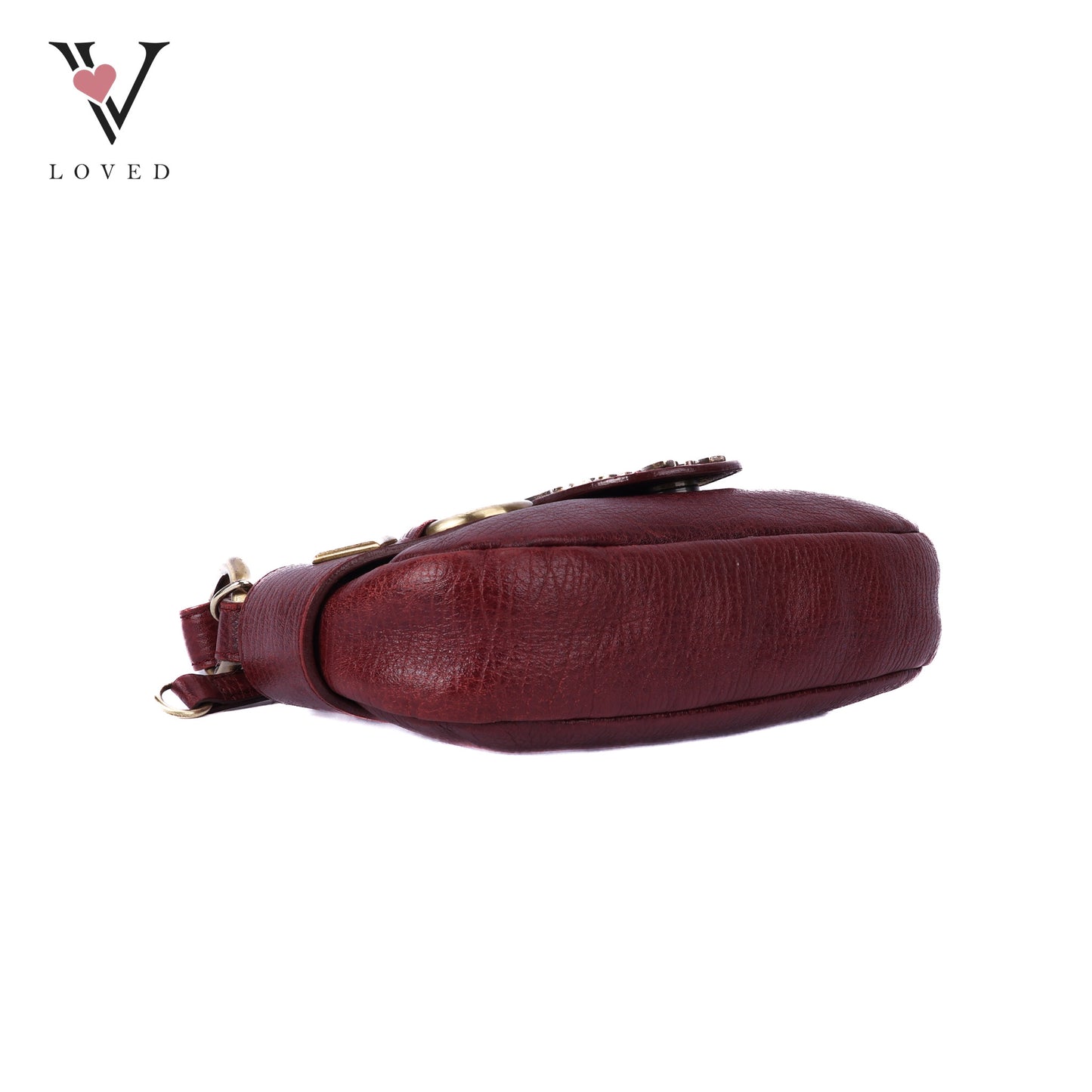 Burgundy Gold Buckle Shoulder Bag