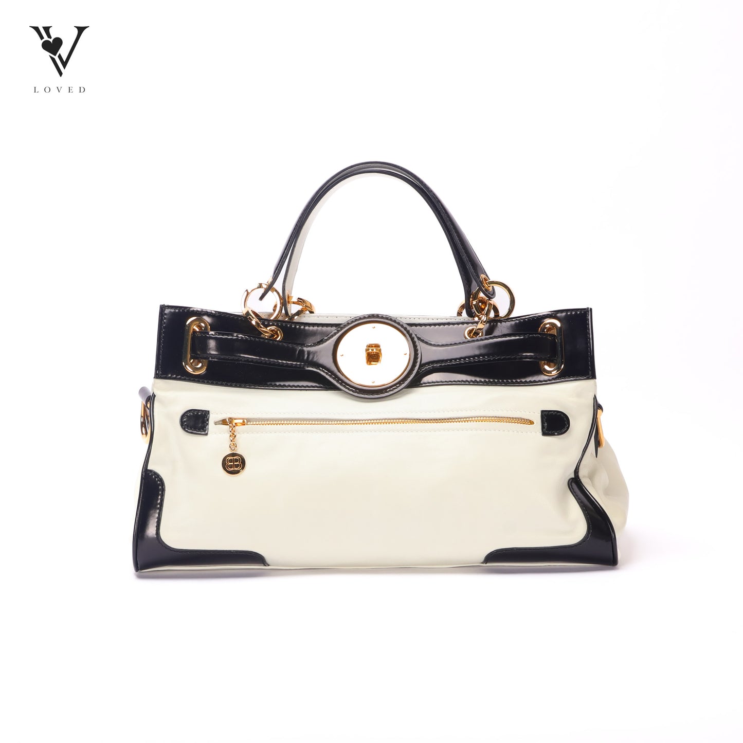 Two Tone Lune Satchel Handbag