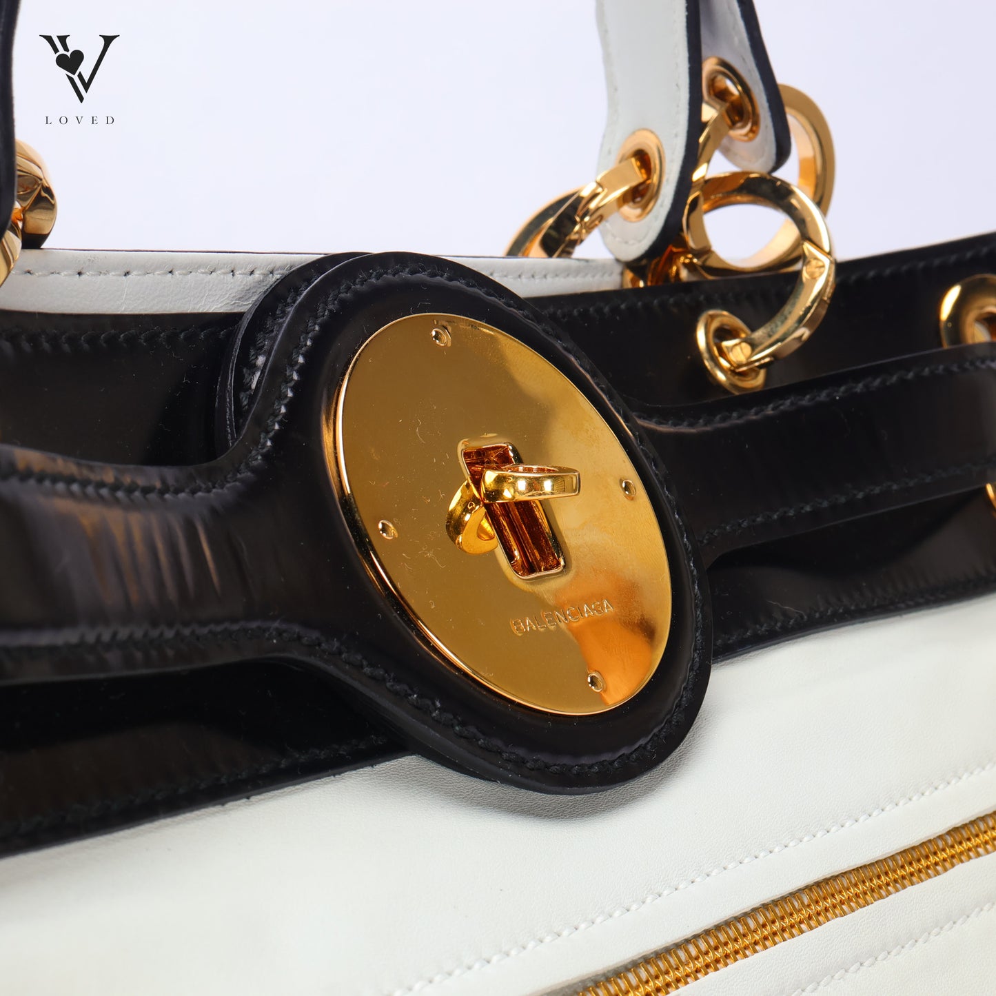 Two Tone Lune Satchel Handbag