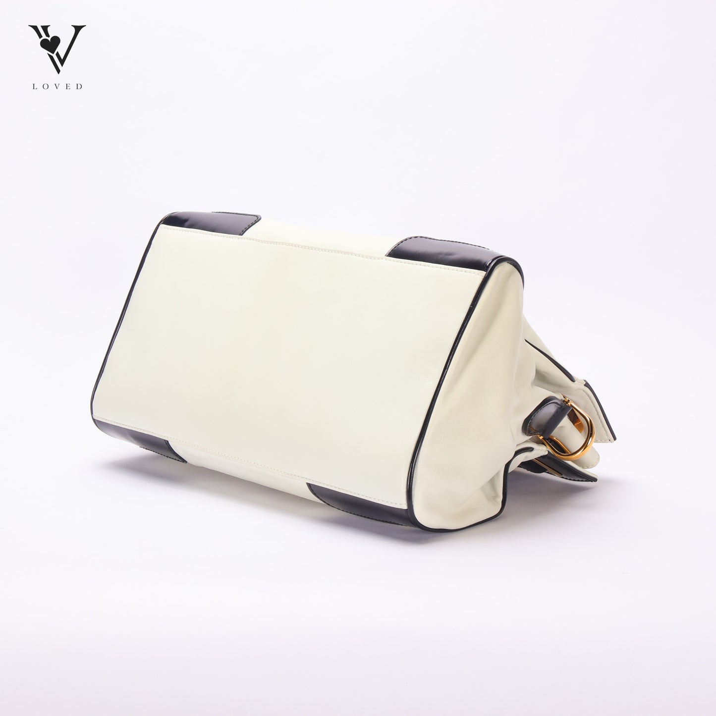 Two Tone Lune Satchel Handbag