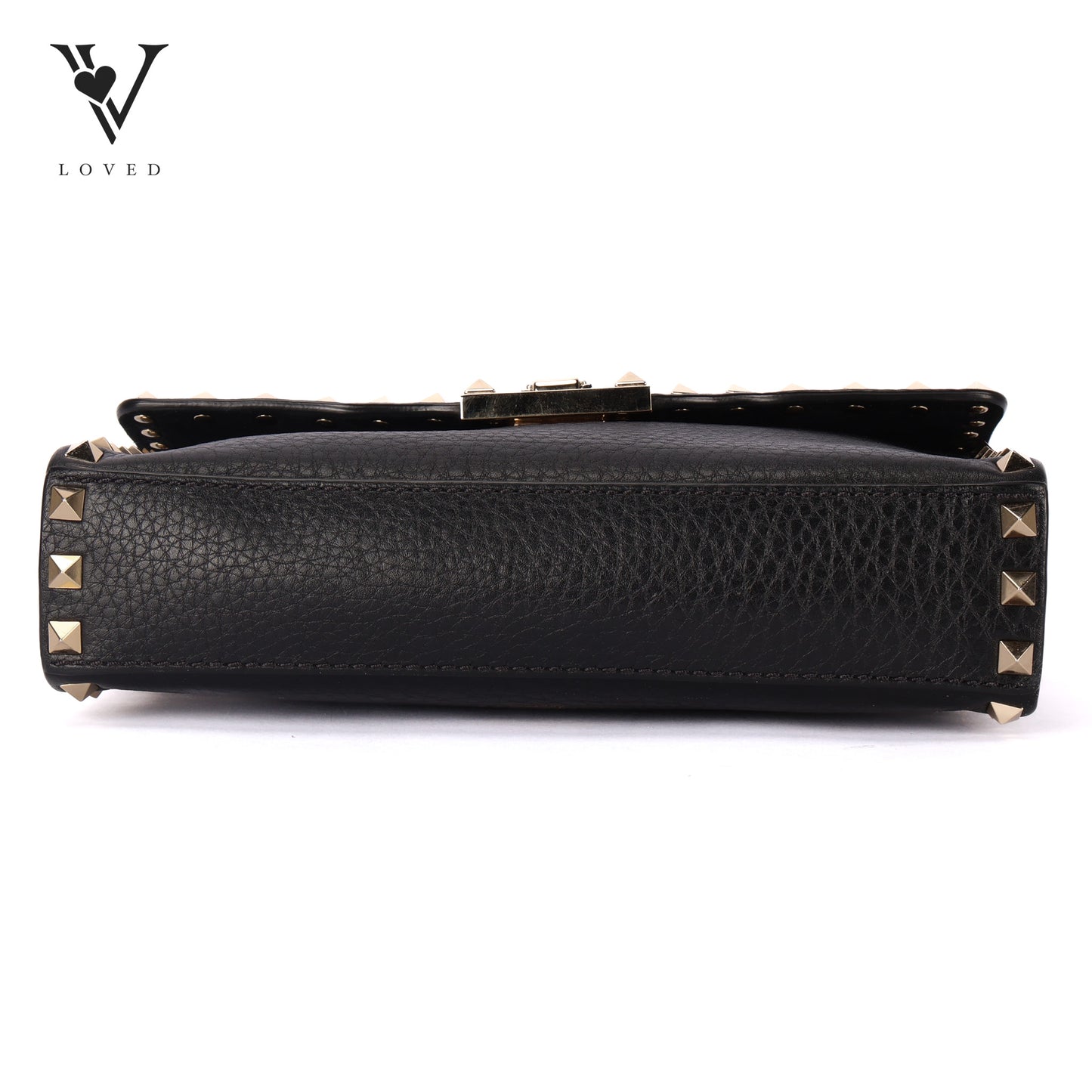 Garvani Rockstud Flap In Black Leather Shoulder Crossbody Bag