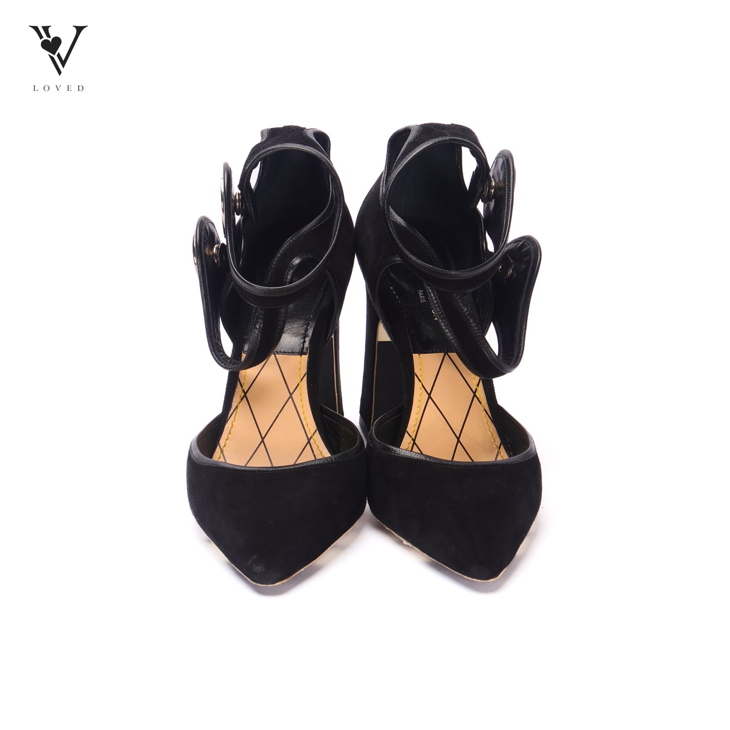 Royal Pumps Double Strap in Black Suede Heels