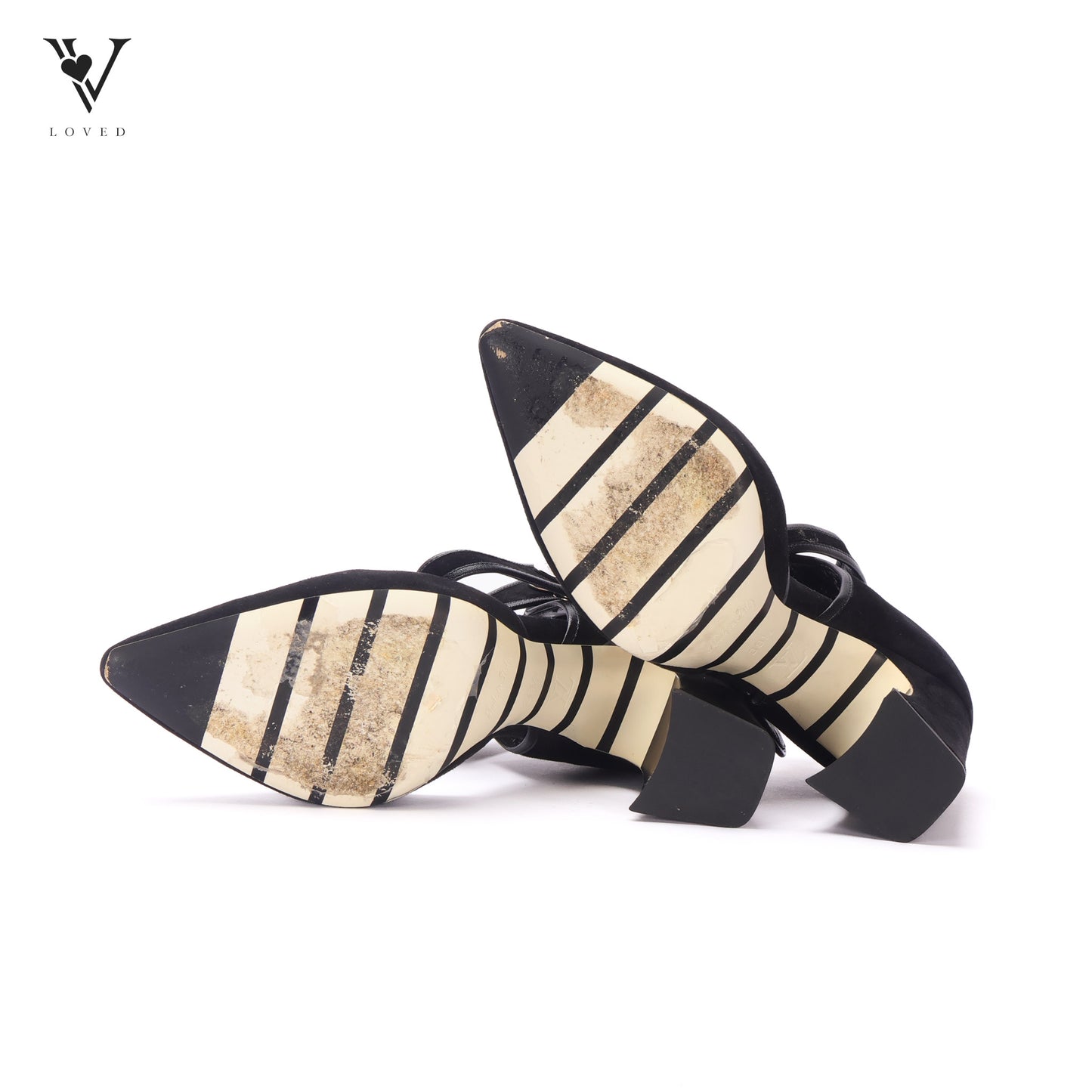 Royal Pumps Double Strap in Black Suede Heels
