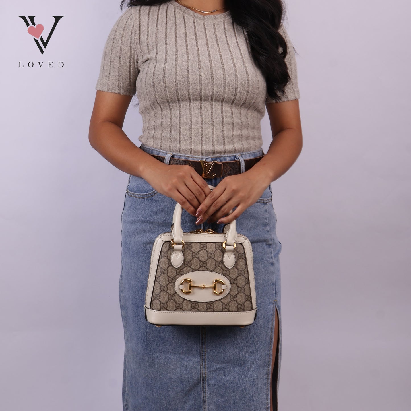 Horsebit 1995 White Mini Top Hand Bag
