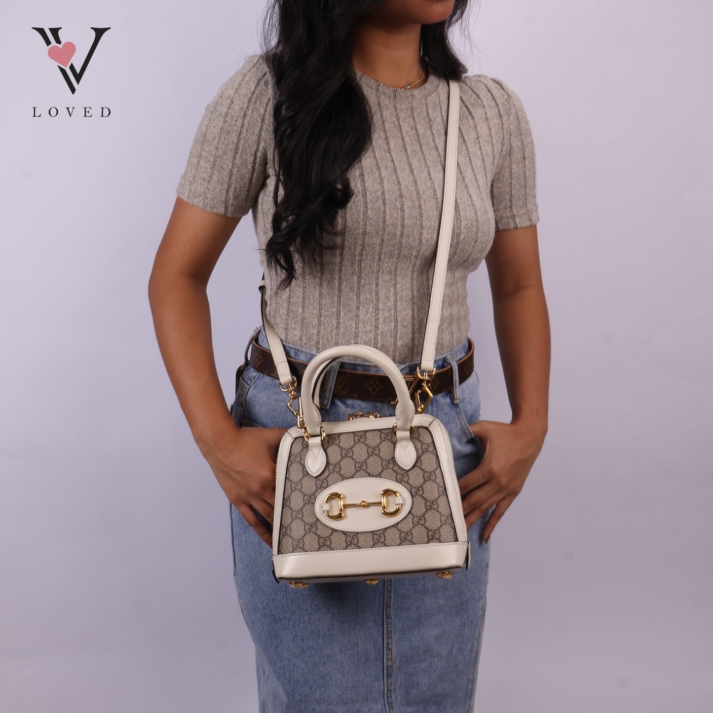 Horsebit 1995 White Mini Top Hand Bag