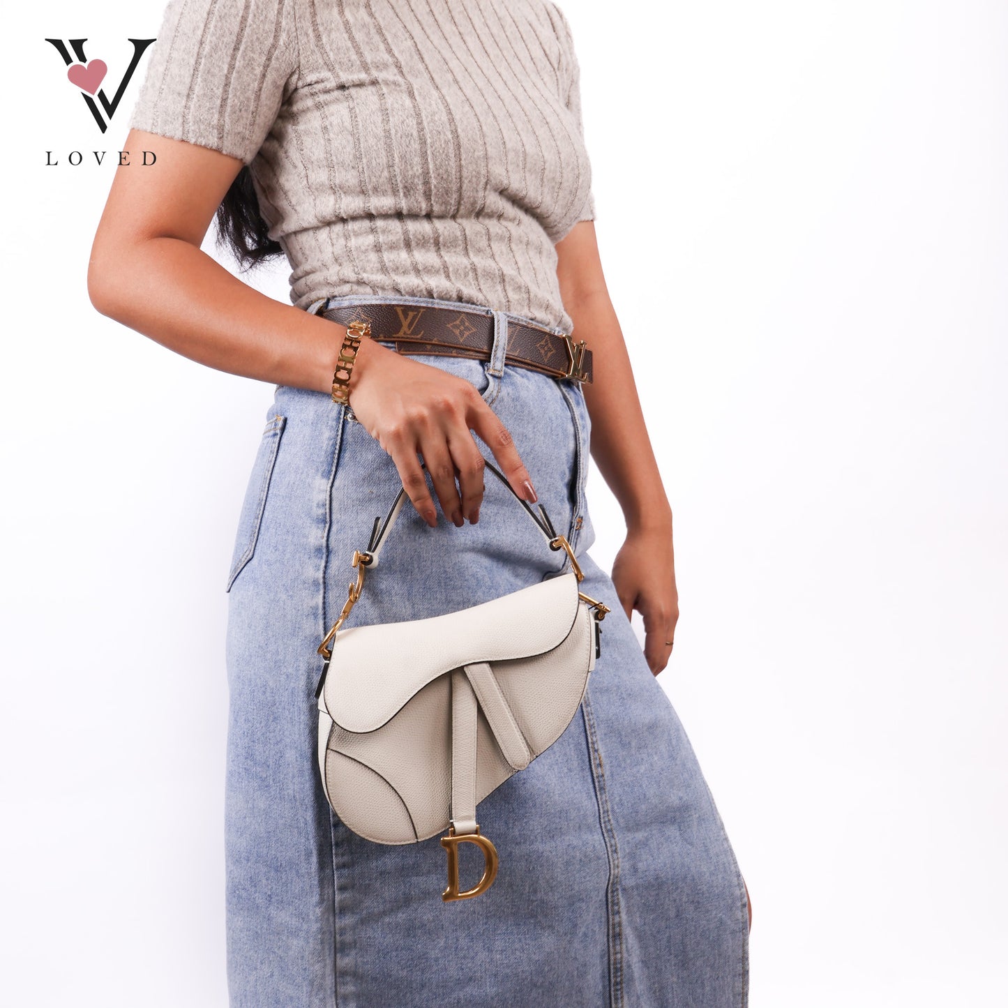 Saddle Mini In Off-White Leather
