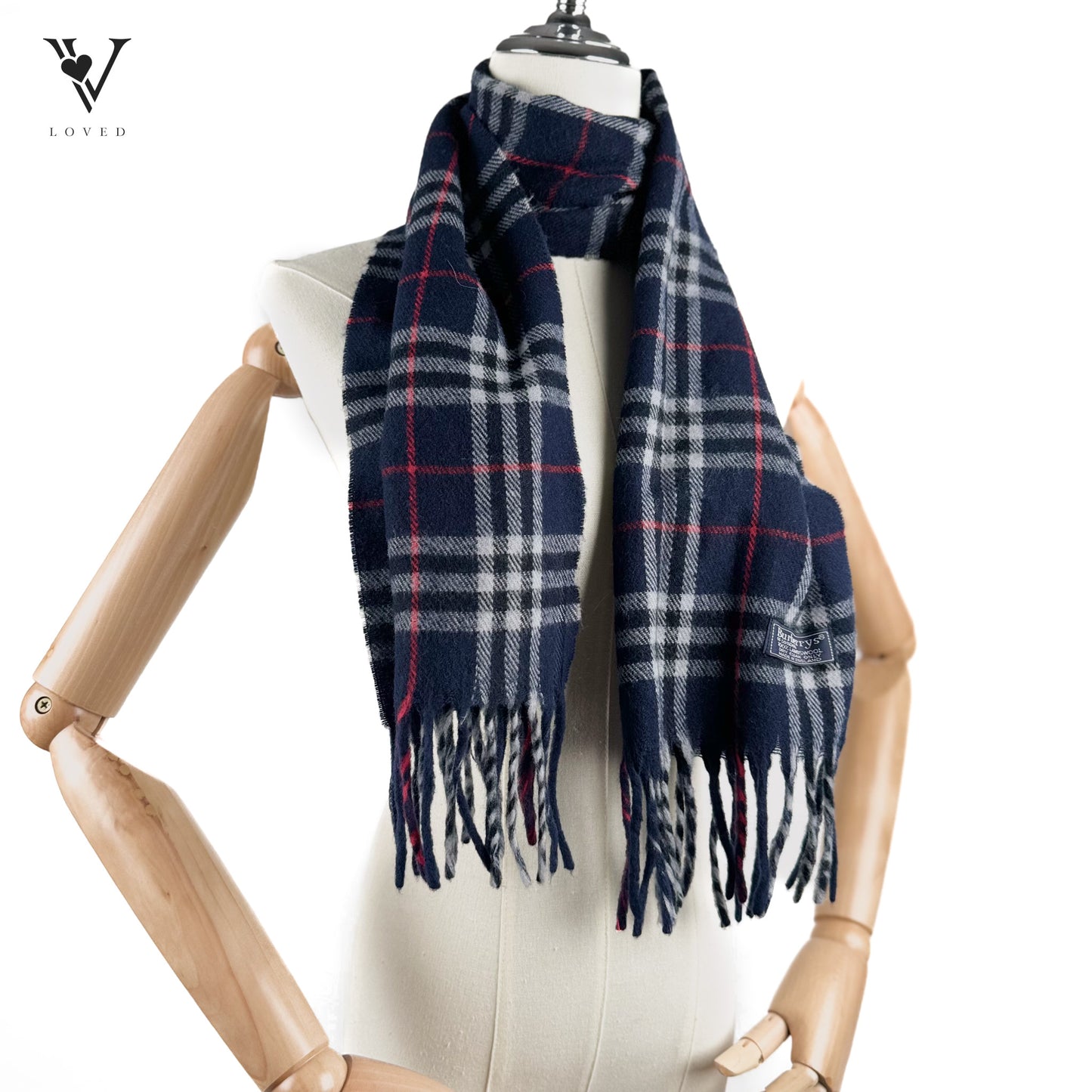 Classic Check Cashmere Scarf in Blue