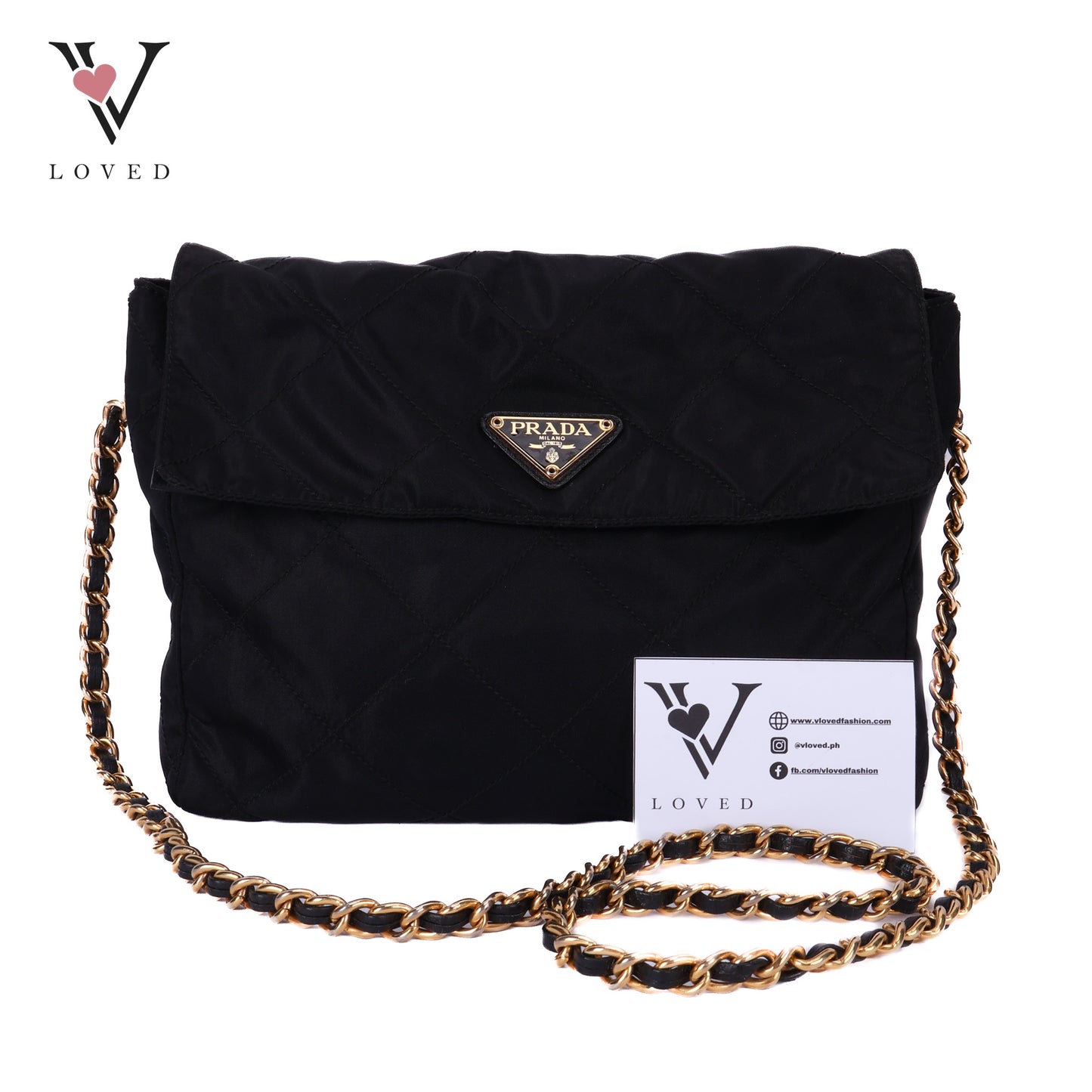 Quilted Shoulder Bag In Black Nylon
