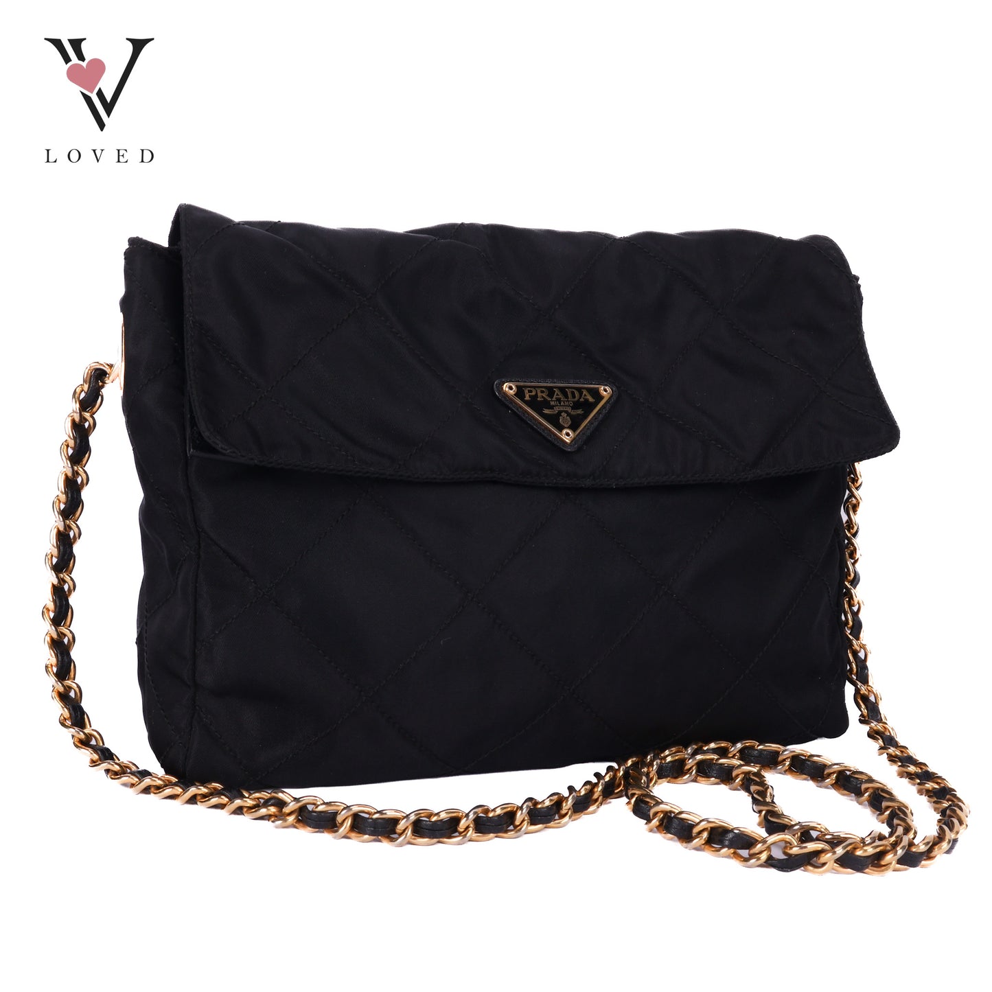 Quilted Shoulder Bag In Black Nylon