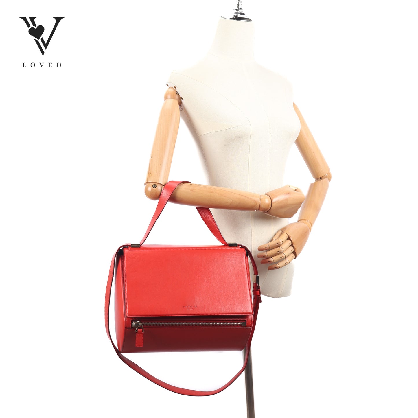 Pandora Box In Red Leather Shoulder Bag