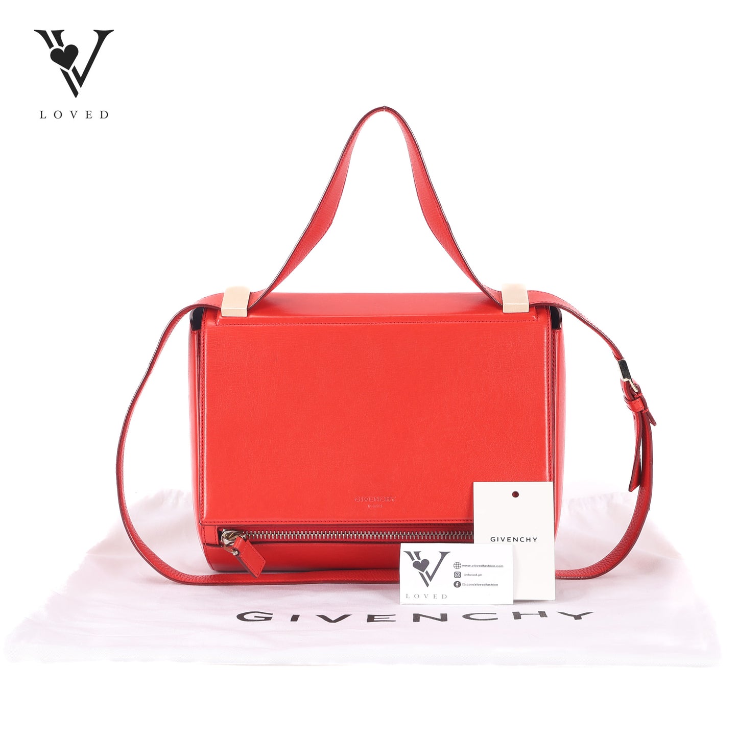 Pandora Box In Red Leather Shoulder Bag