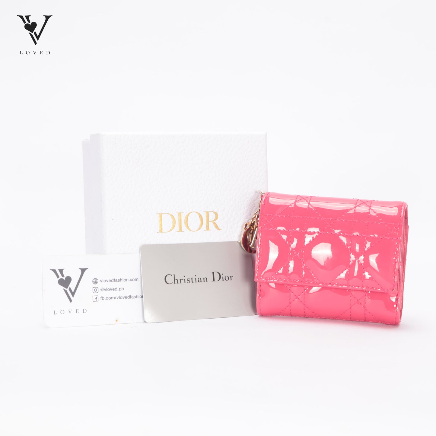 Lady Dior Lotus Wallet in Bright Pink Patent Cannage Calfskin