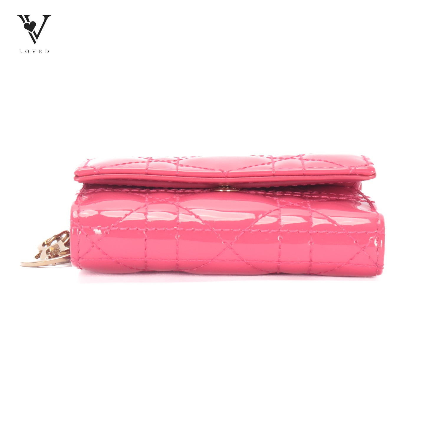 Lady Dior Lotus Wallet in Bright Pink Patent Cannage Calfskin