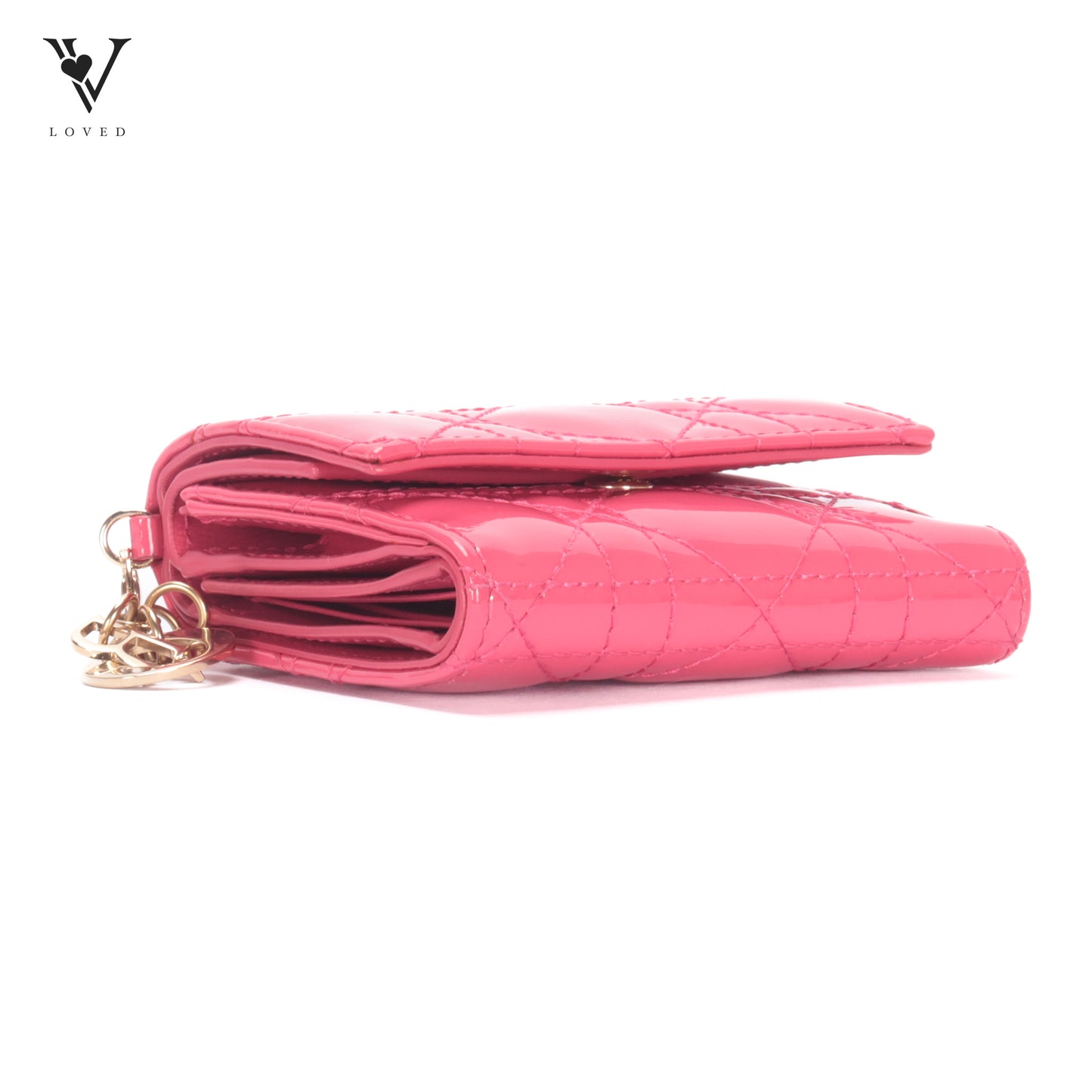 Lady Dior Lotus Wallet in Bright Pink Patent Cannage Calfskin