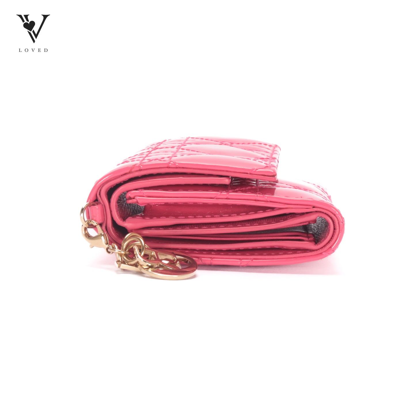 Lady Dior Lotus Wallet in Bright Pink Patent Cannage Calfskin