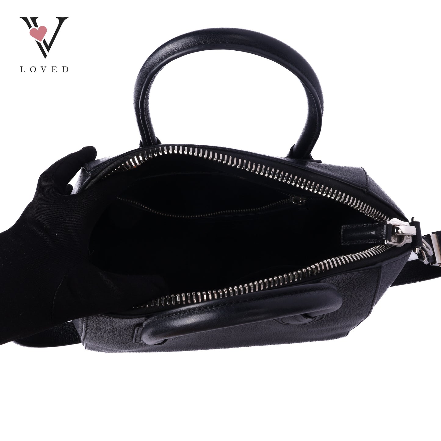 Black Leather Antigona Small Tote Bag