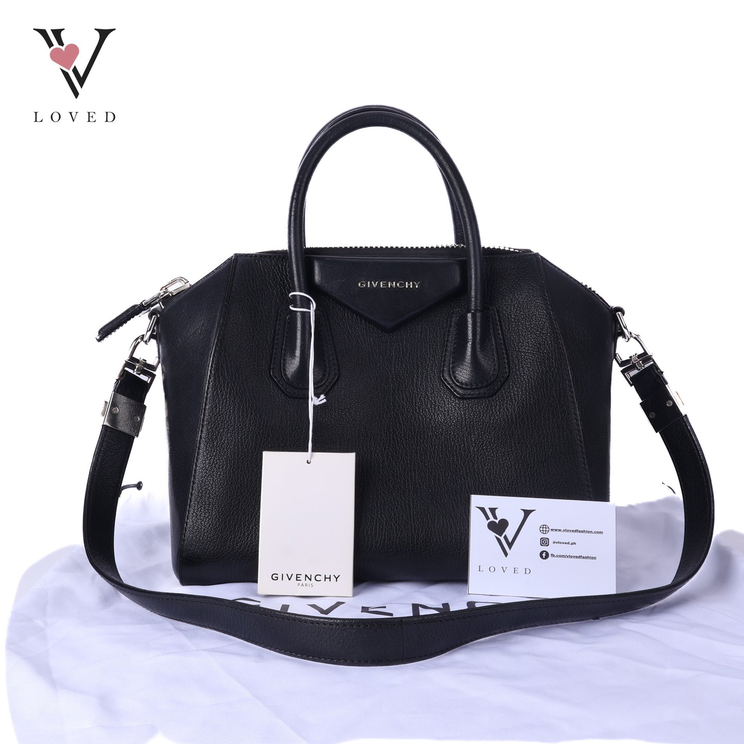 Black Leather Antigona Small Tote Bag