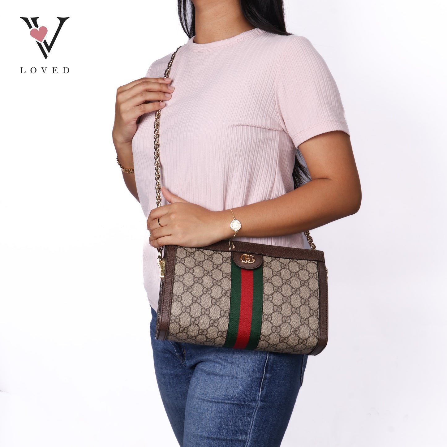 GG Supreme Sherry Line Ophidia Small Shoulder Bag