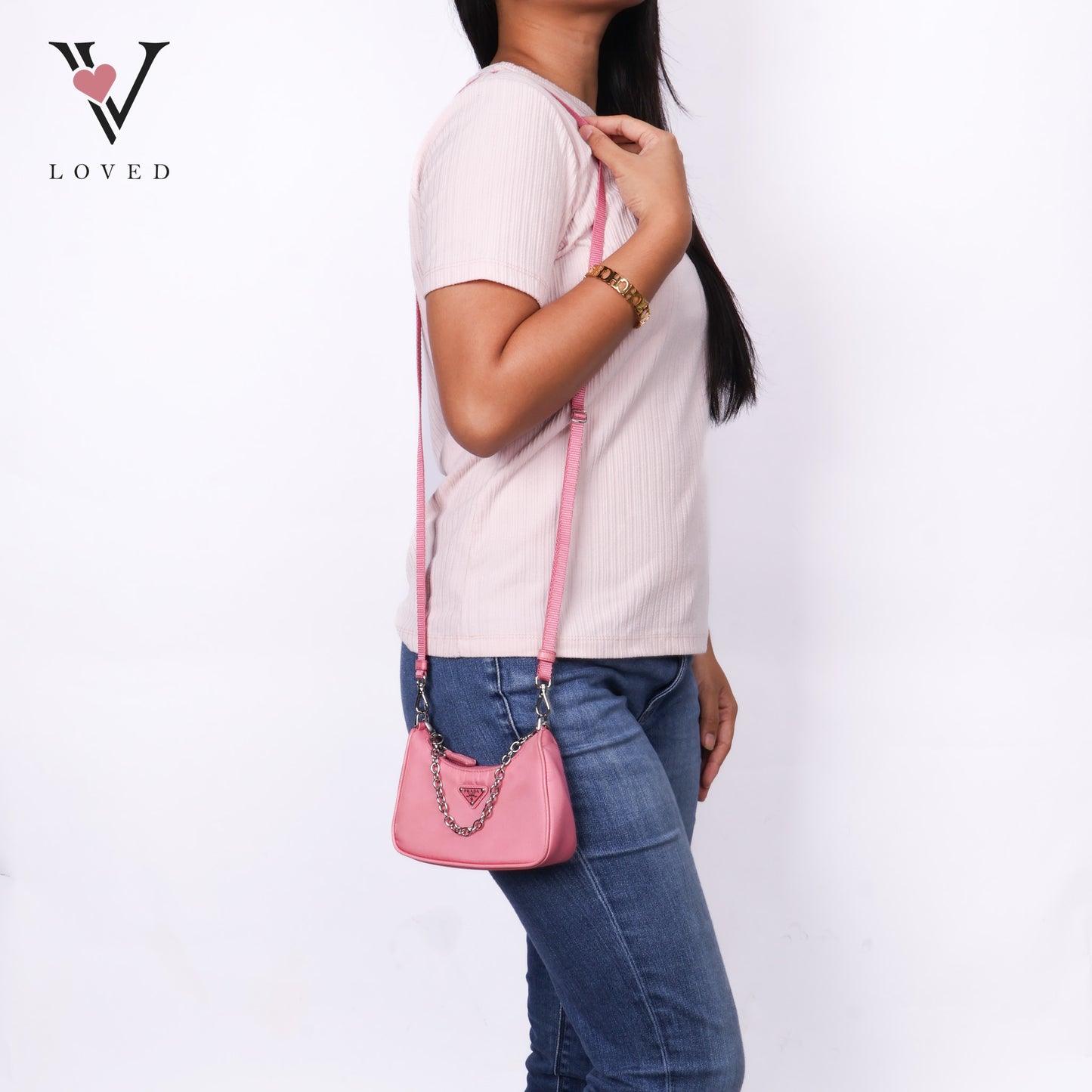 Tessuto Nylon Saffiano Mini Re-Edition 2000 In Begonia