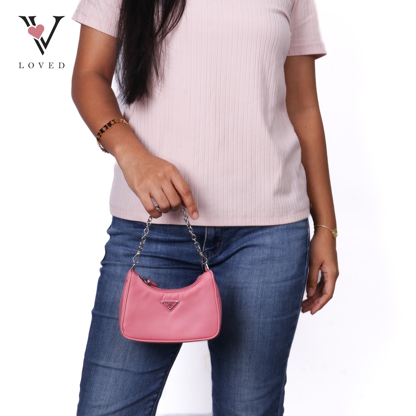 Tessuto Nylon Saffiano Mini Re-Edition 2000 In Begonia