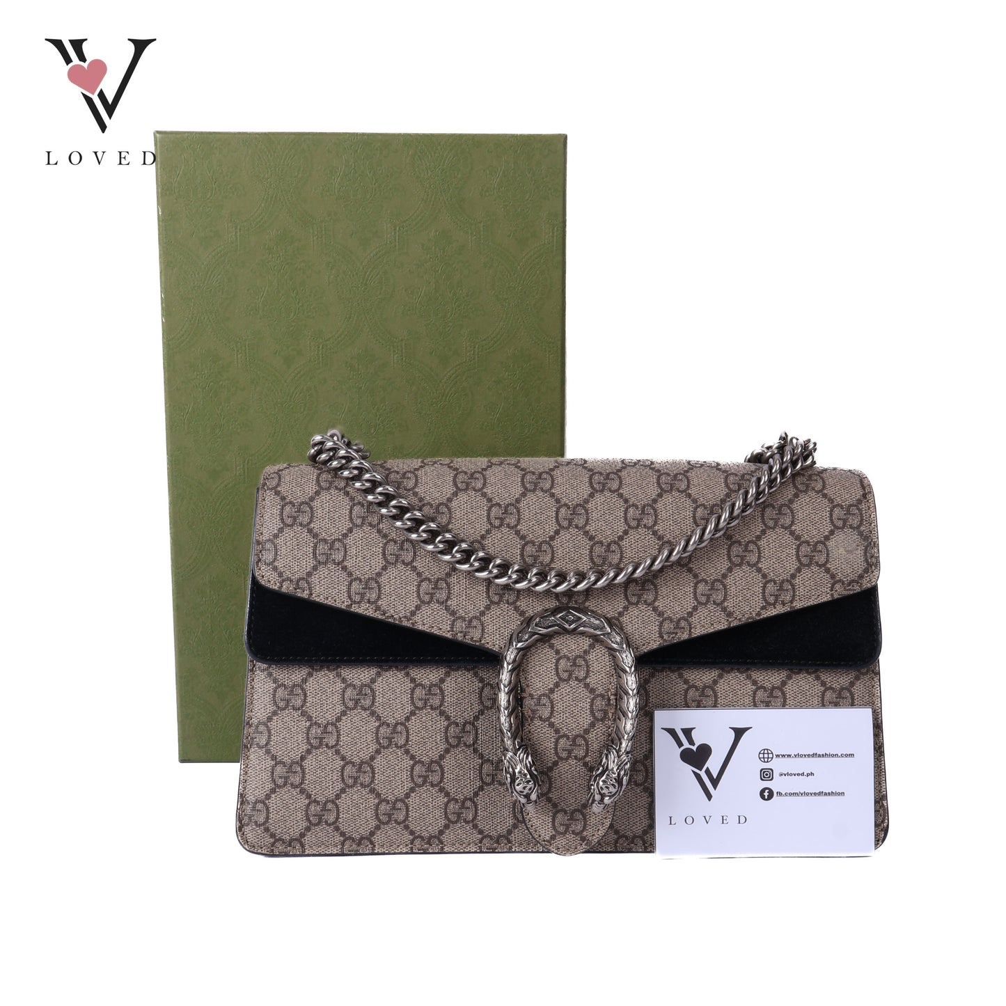 Dionysus Shoulder Bag In GG Supreme and Black Suede