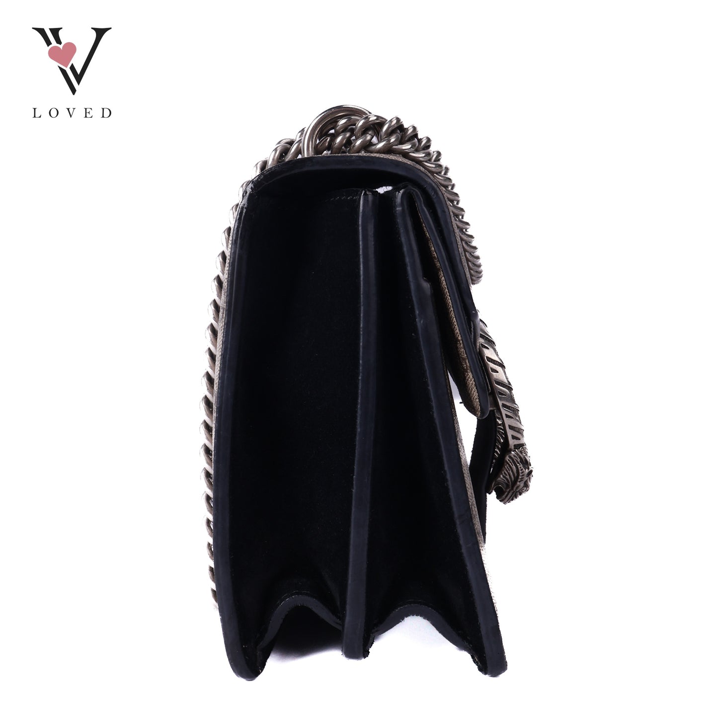 Dionysus Shoulder Bag In GG Supreme and Black Suede