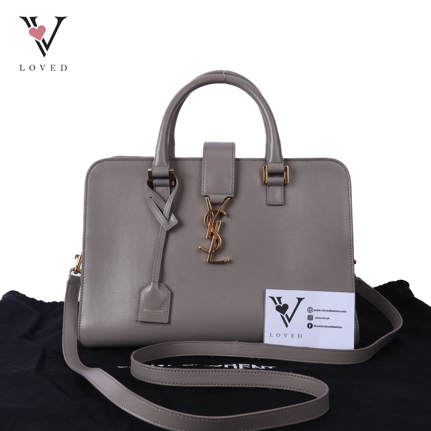 Grey Calfskin Leather Baby Monogram Cabas Bag