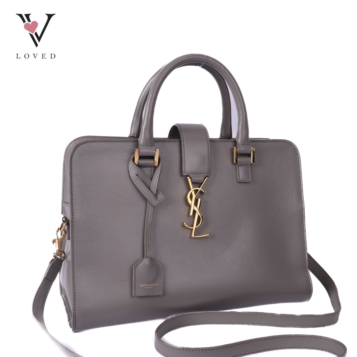 Grey Calfskin Leather Baby Monogram Cabas Bag