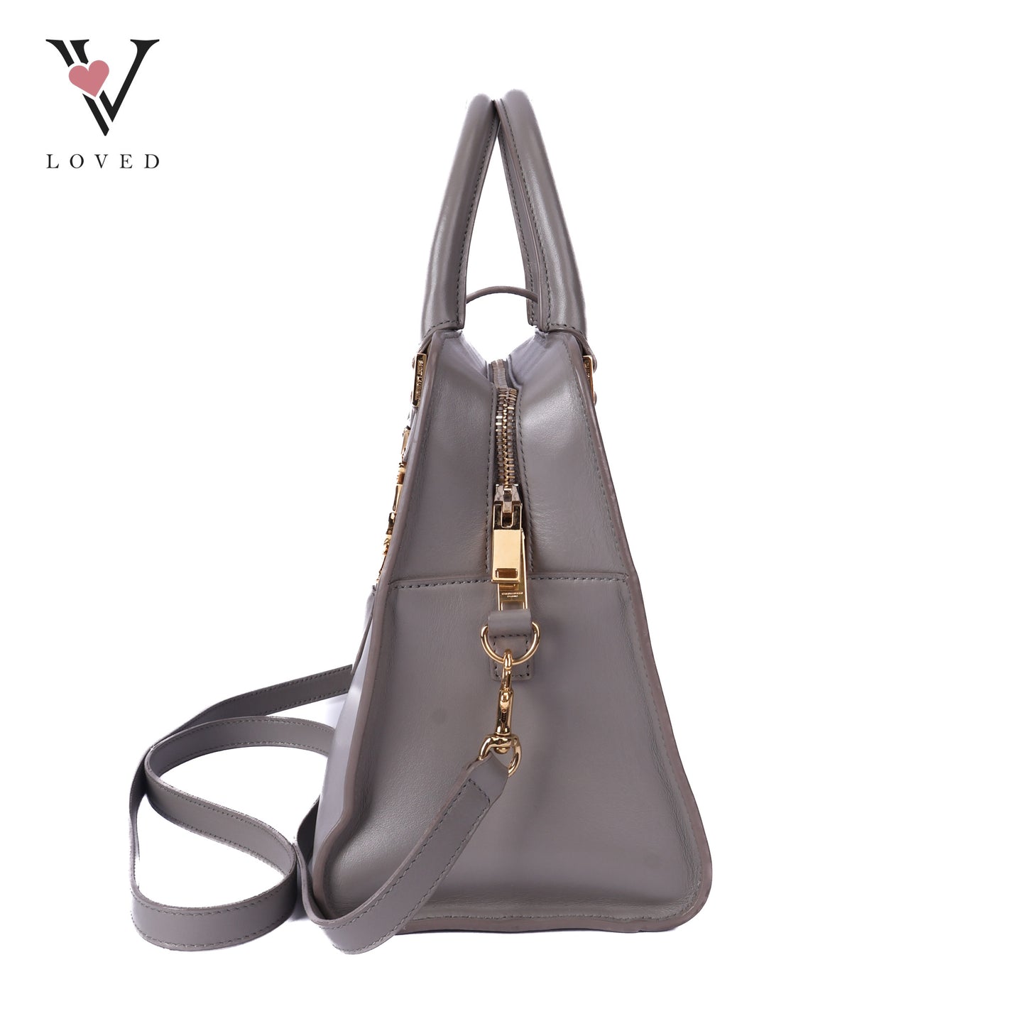 Grey Calfskin Leather Baby Monogram Cabas Bag