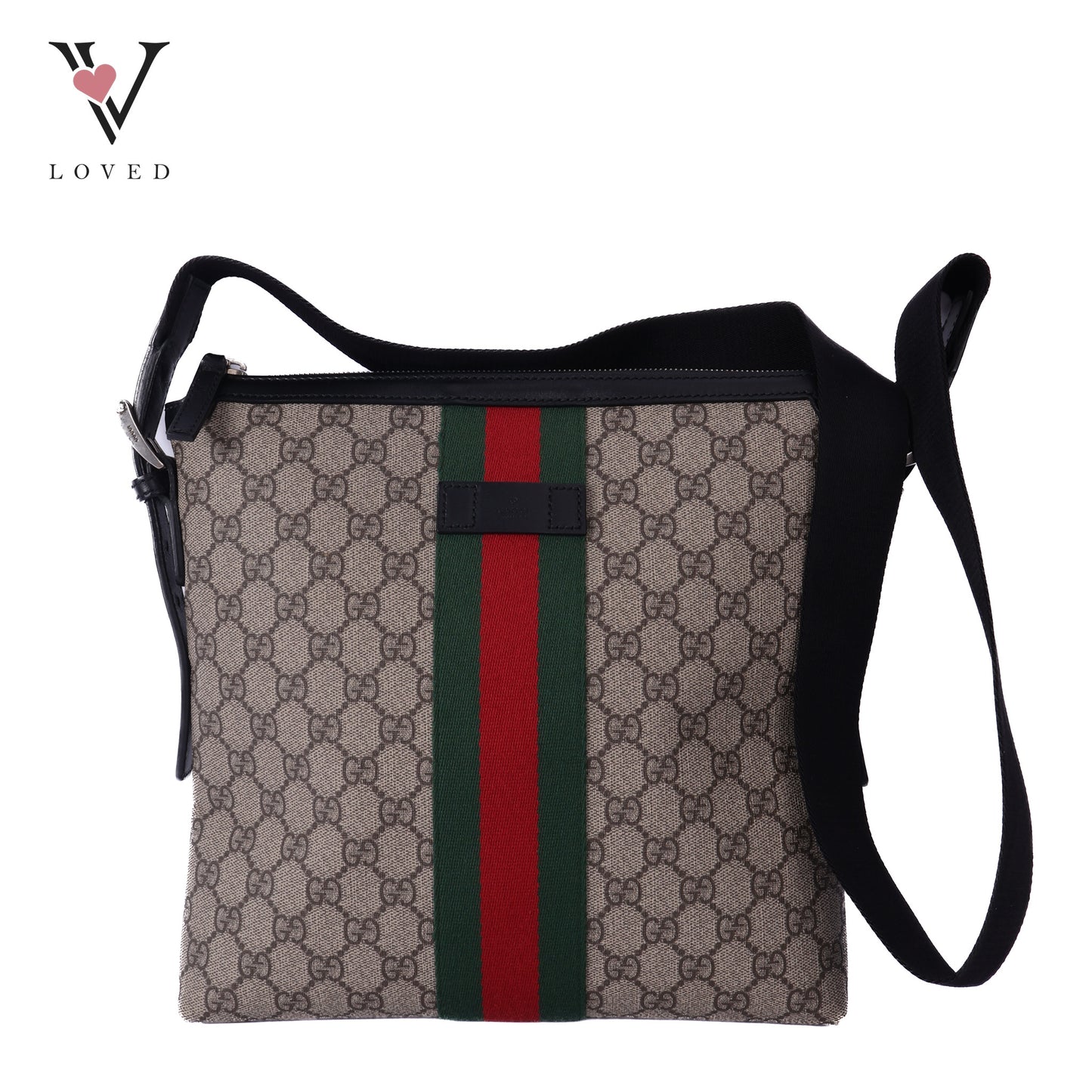 Black GG Supreme Web Crossbody Bag