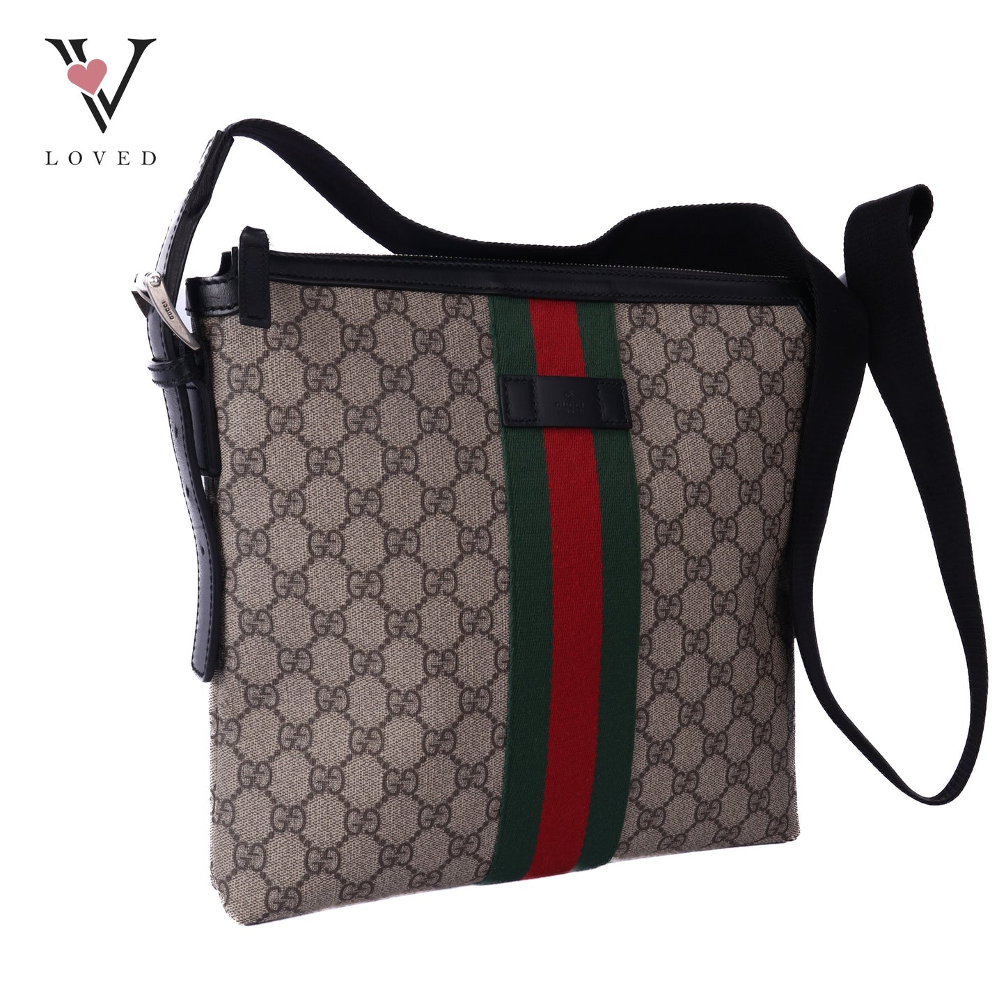 Black GG Supreme Web Crossbody Bag