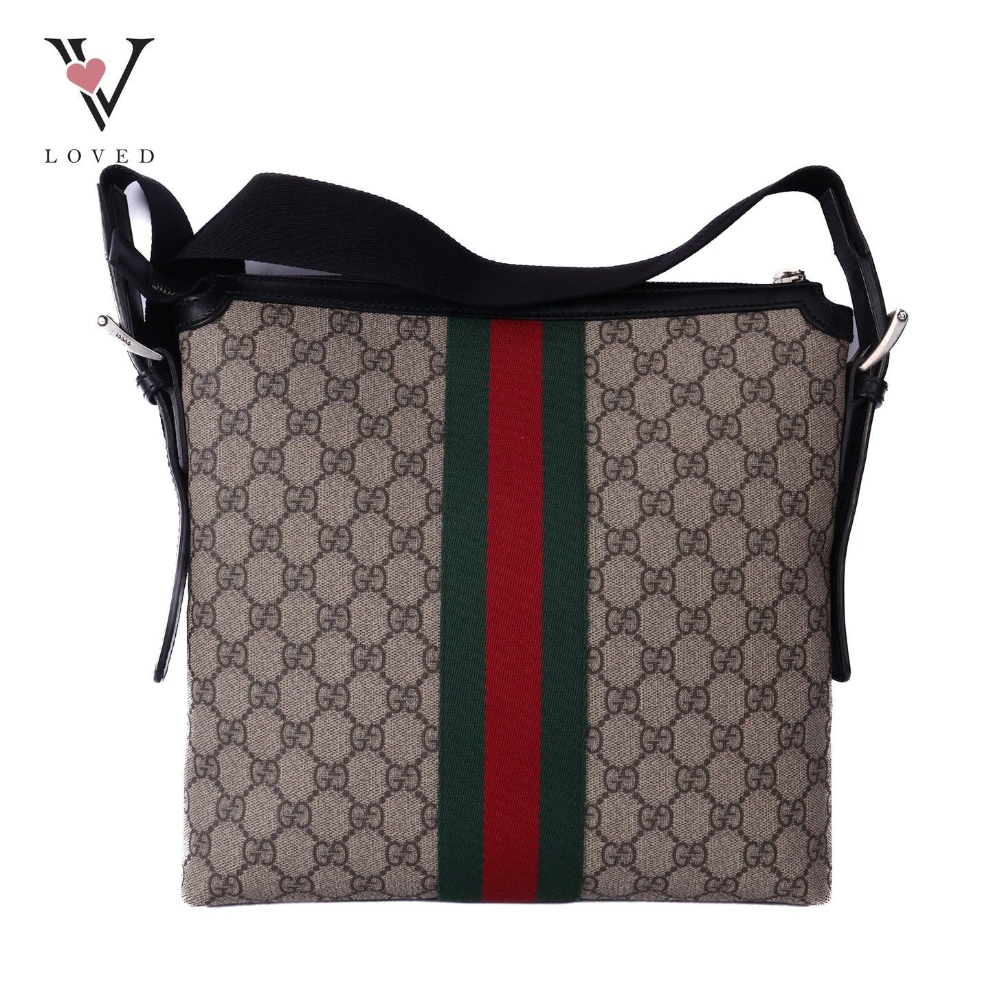 Black GG Supreme Web Crossbody Bag
