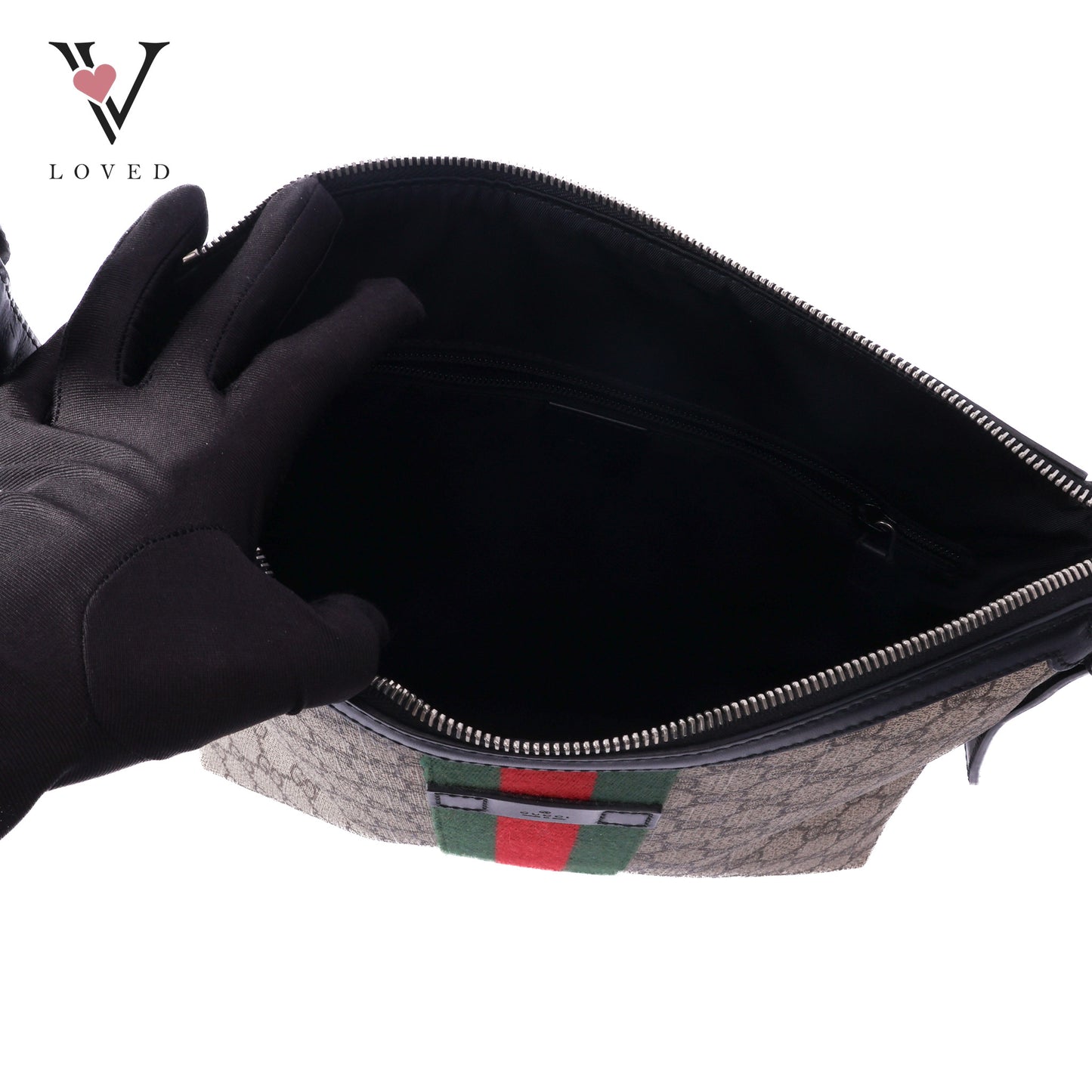 Black GG Supreme Web Crossbody Bag