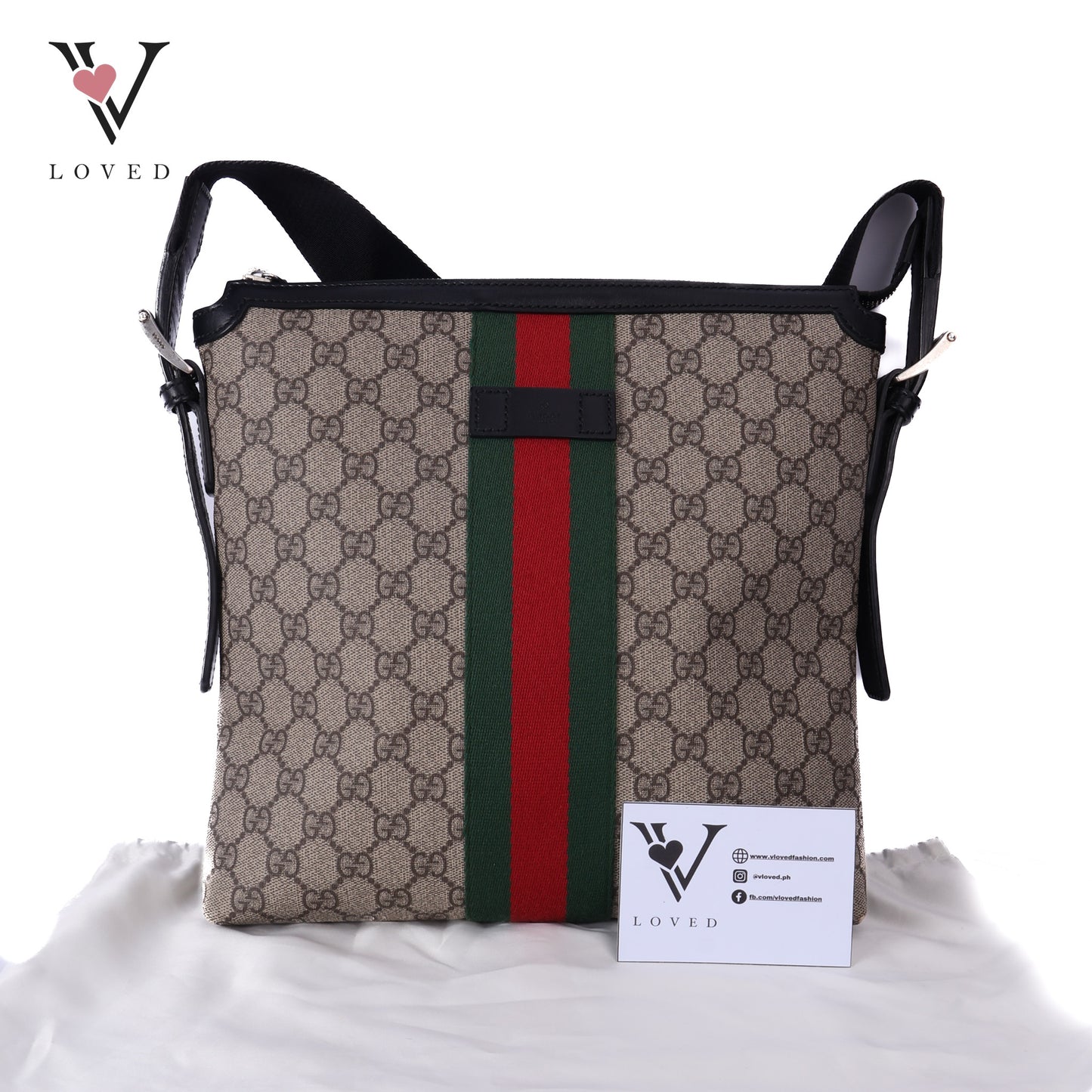 Black GG Supreme Web Crossbody Bag