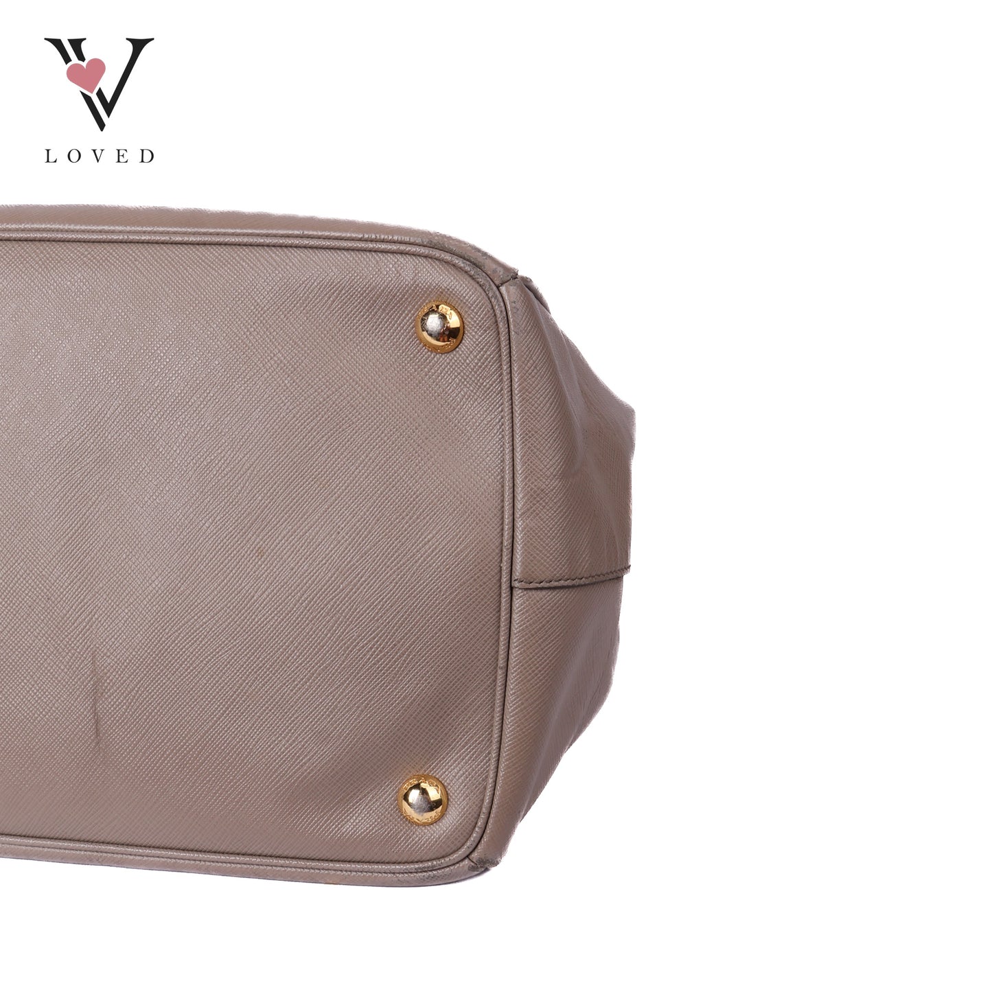 Beige Saffiano Lux Leather Double Zip Tote