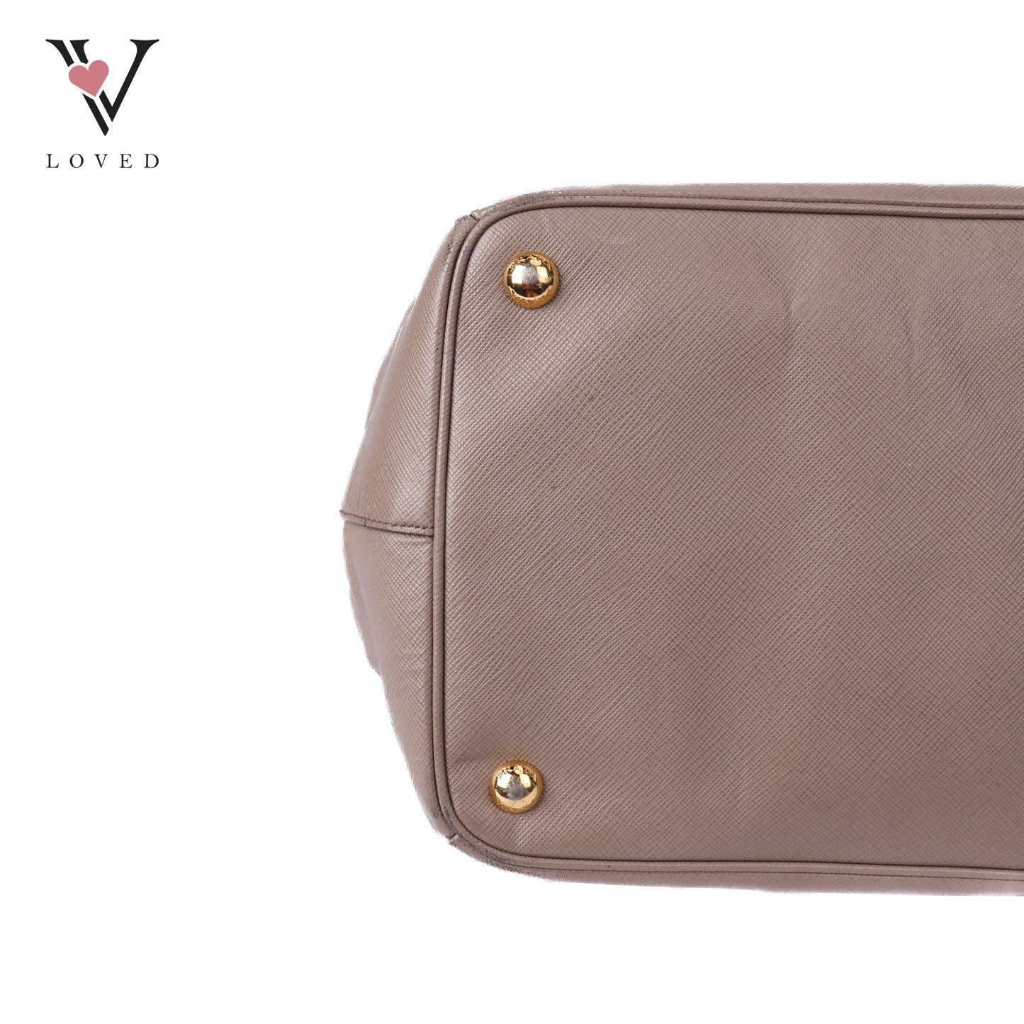 Beige Saffiano Lux Leather Double Zip Tote