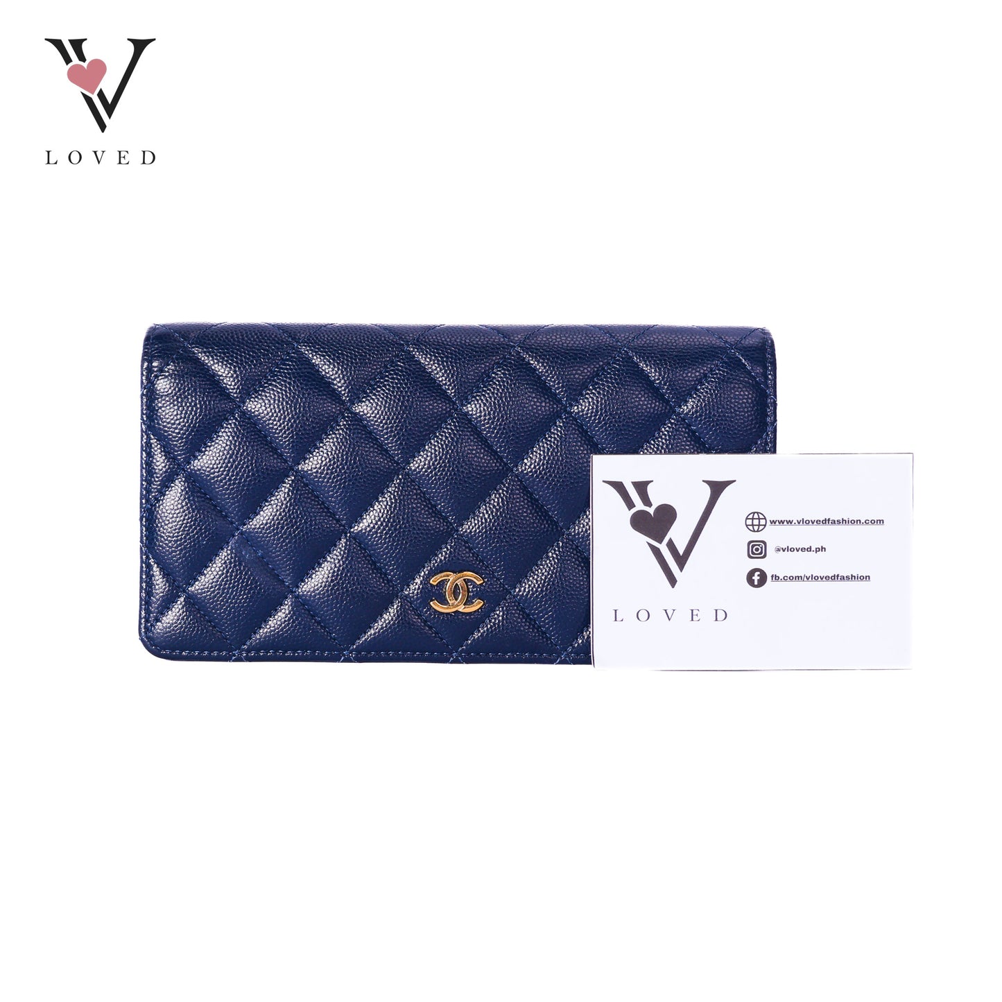 Bifold CC Quilted Wallet in Navy blue