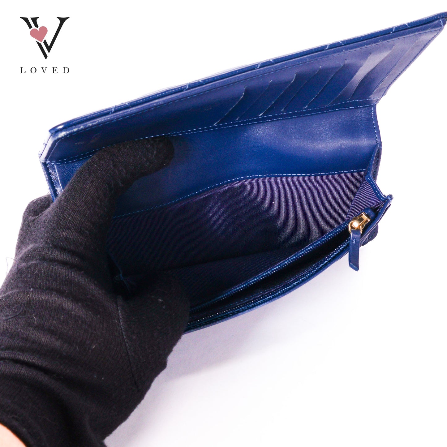 Bifold CC Quilted Wallet in Navy blue