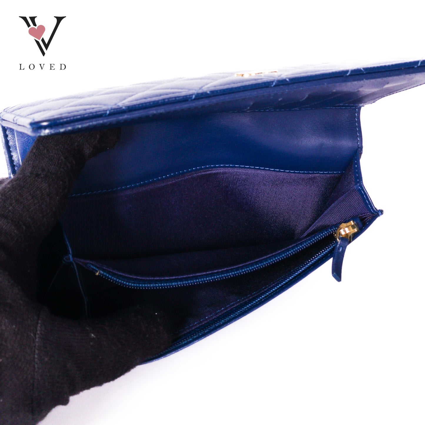 Bifold CC Quilted Wallet in Navy blue