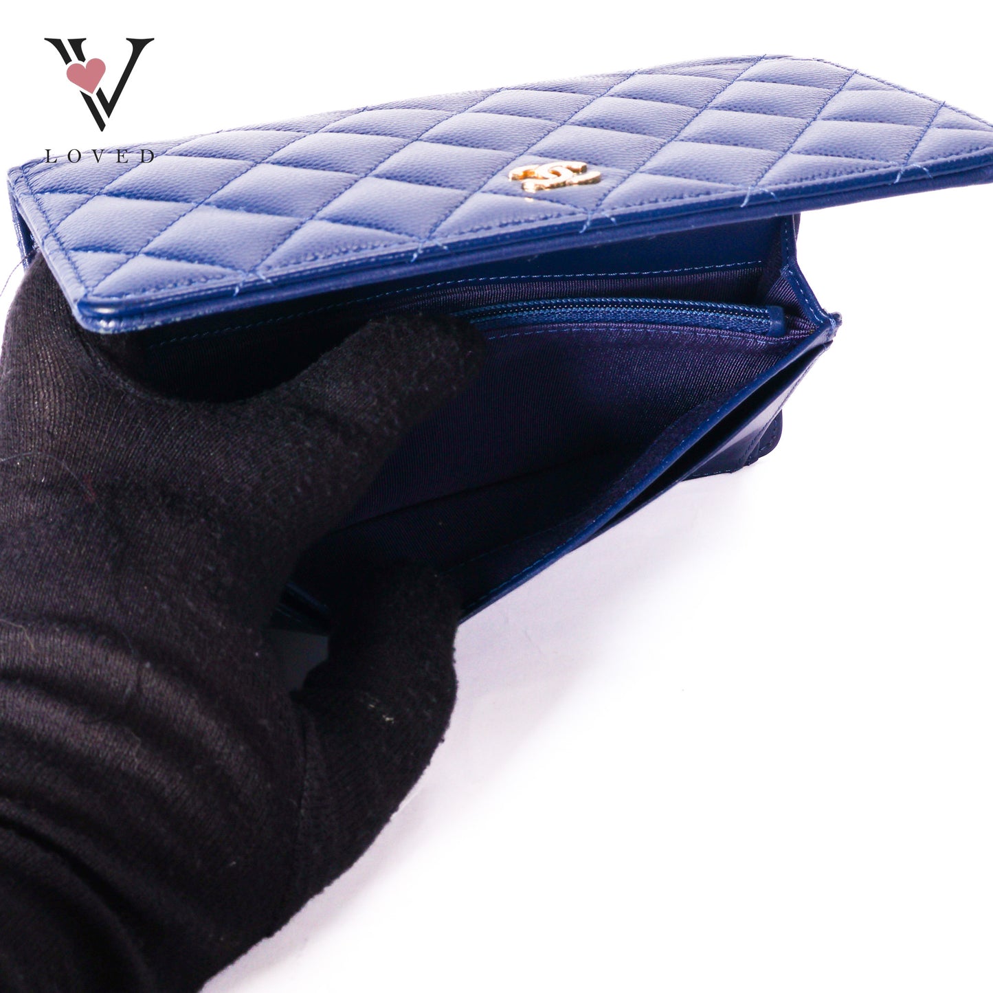 Bifold CC Quilted Wallet in Navy blue