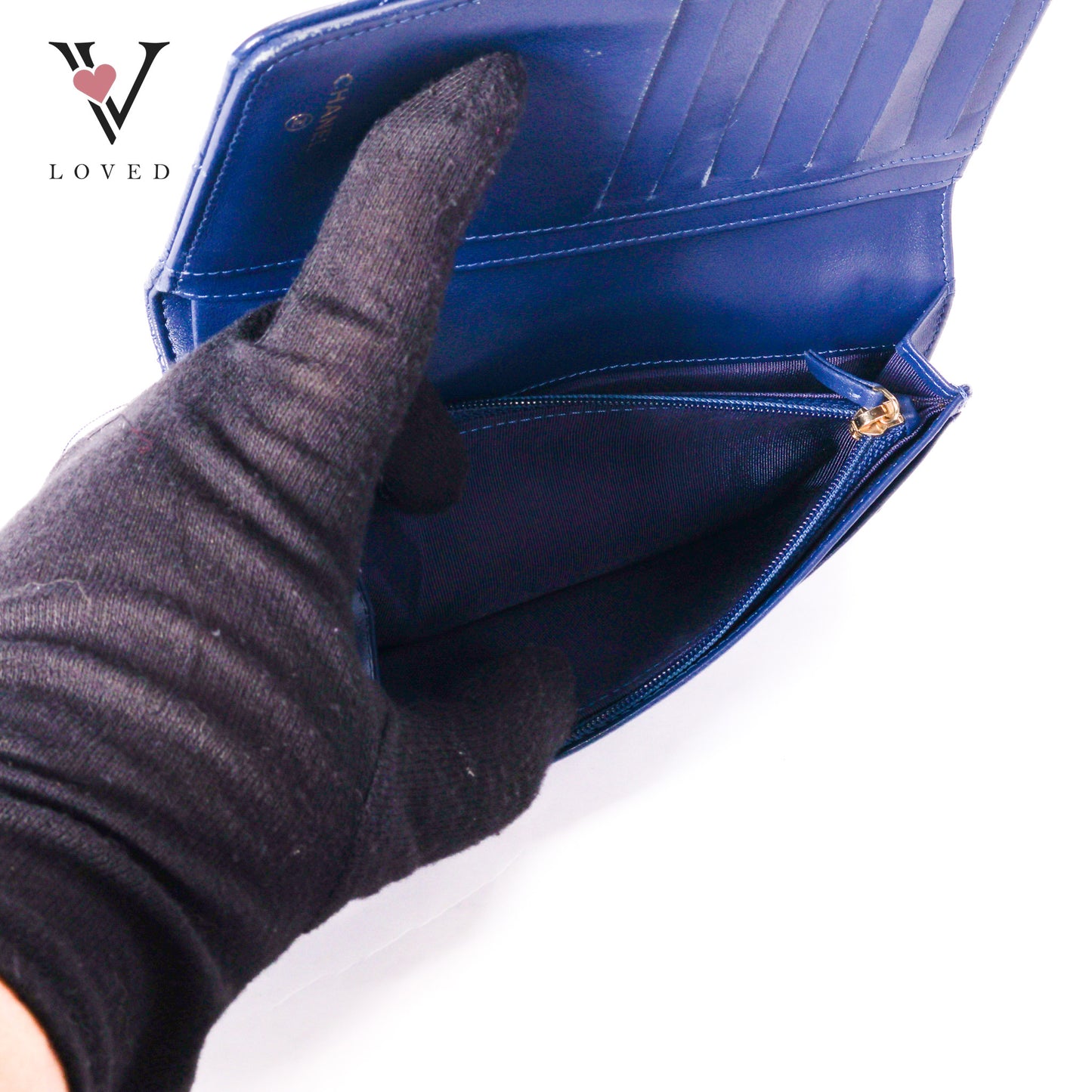 Bifold CC Quilted Wallet in Navy blue