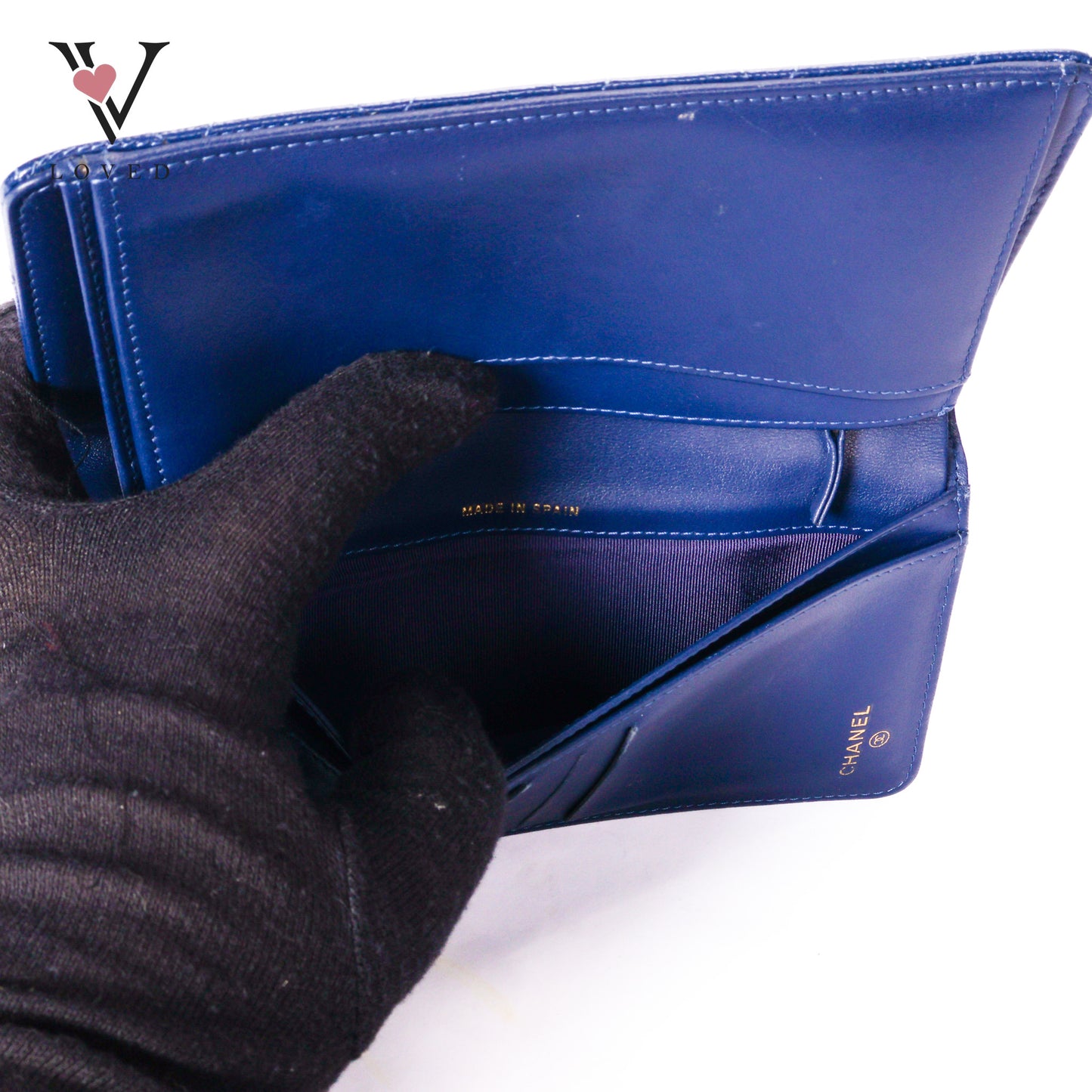 Bifold CC Quilted Wallet in Navy blue