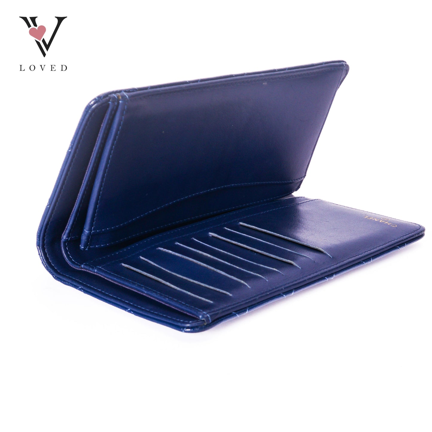 Bifold CC Quilted Wallet in Navy blue