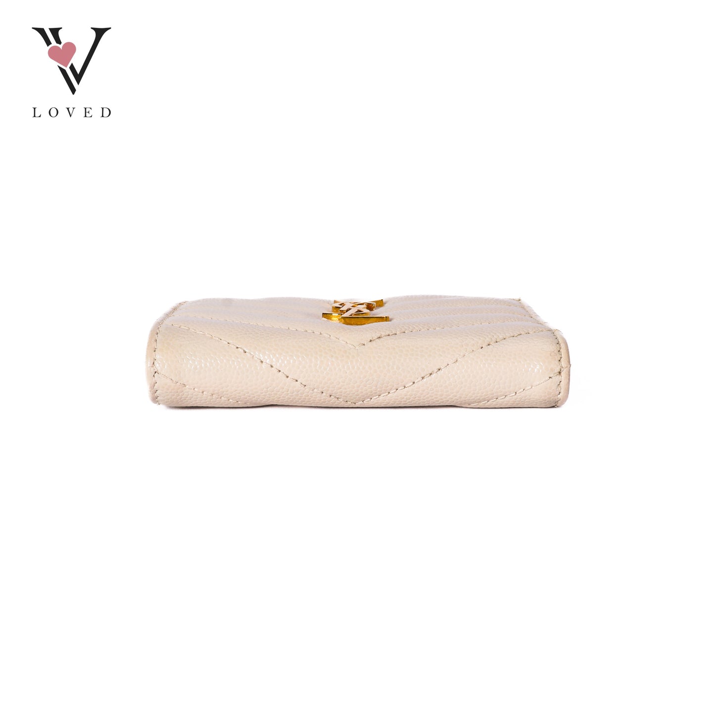 Cassandre White Caviar Leather Compact Wallet