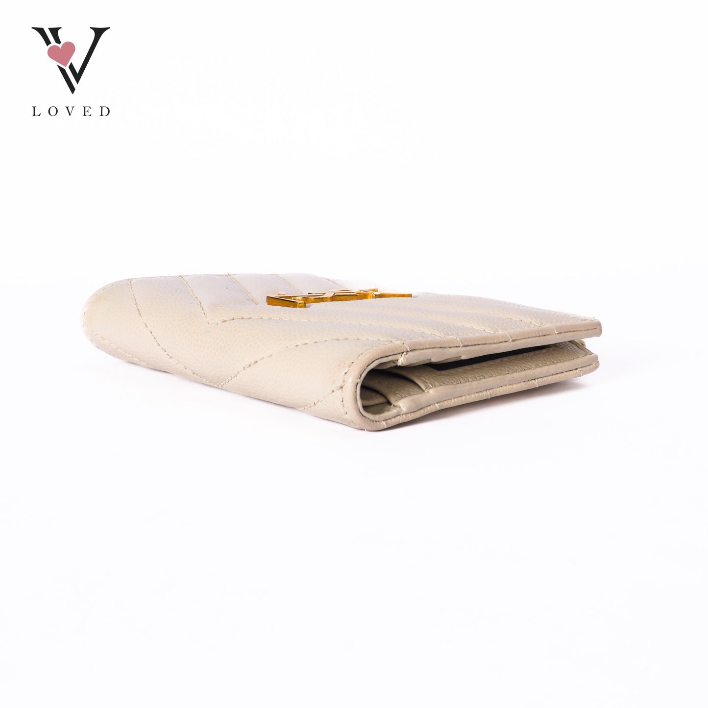 Cassandre White Caviar Leather Compact Wallet
